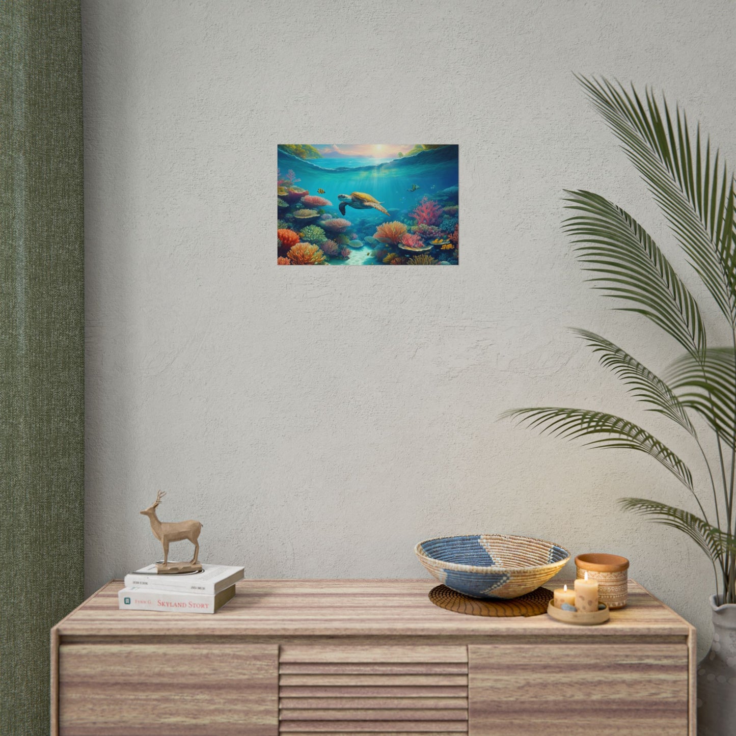 Turtle in the Great Barrier Reef Australia Coastal Print | Style 1 | Wall Art | Wall Print