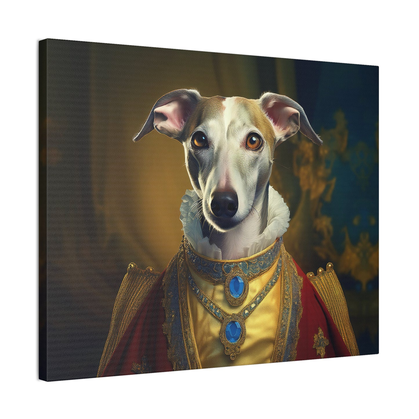 Whippet Pet Portrait Renaissance Print - Canvas, wall art, wall print, dog portrait, dog art