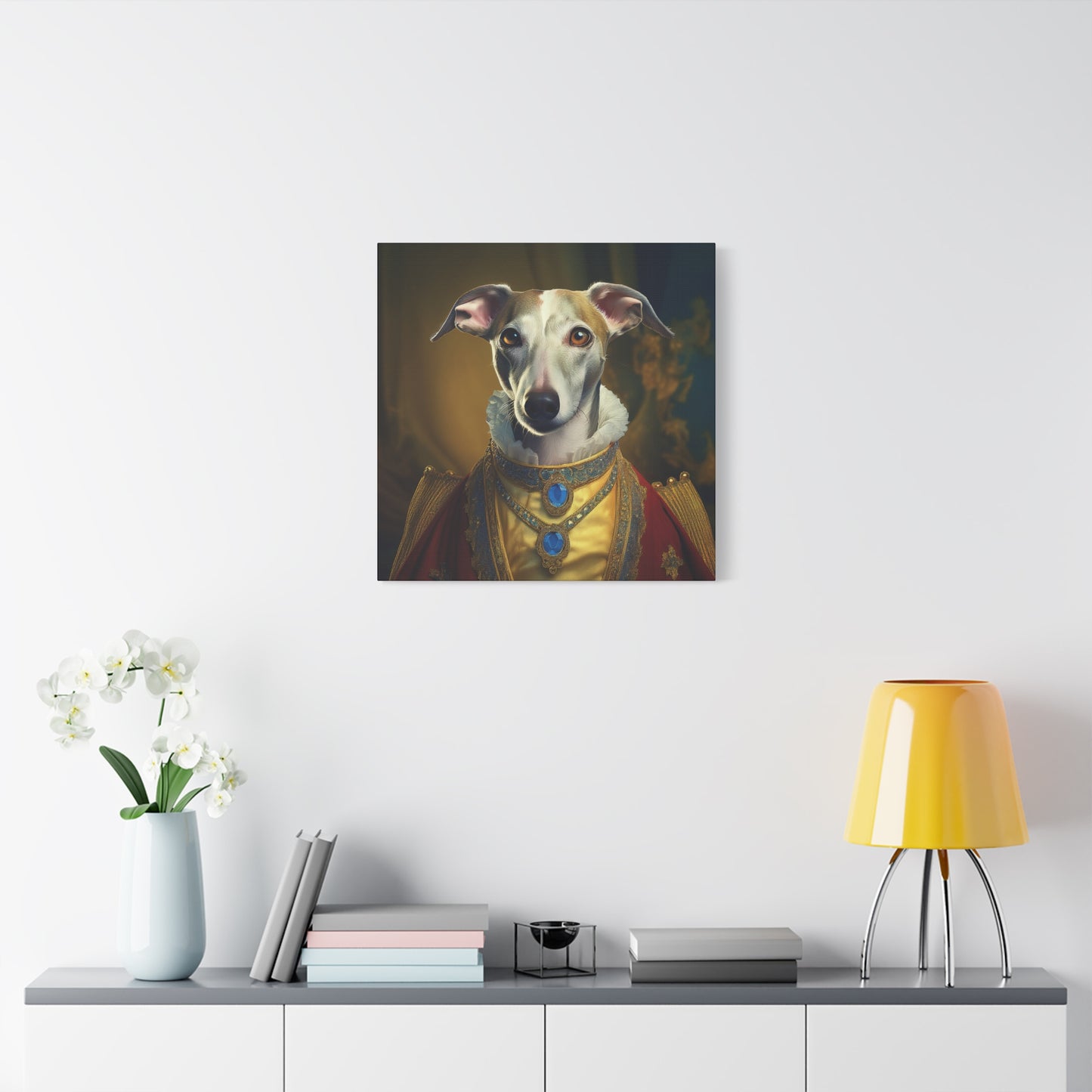 Whippet Renaissance Pet Portrait Print - Canvas, wall art, wall print, dog portrait, dog art