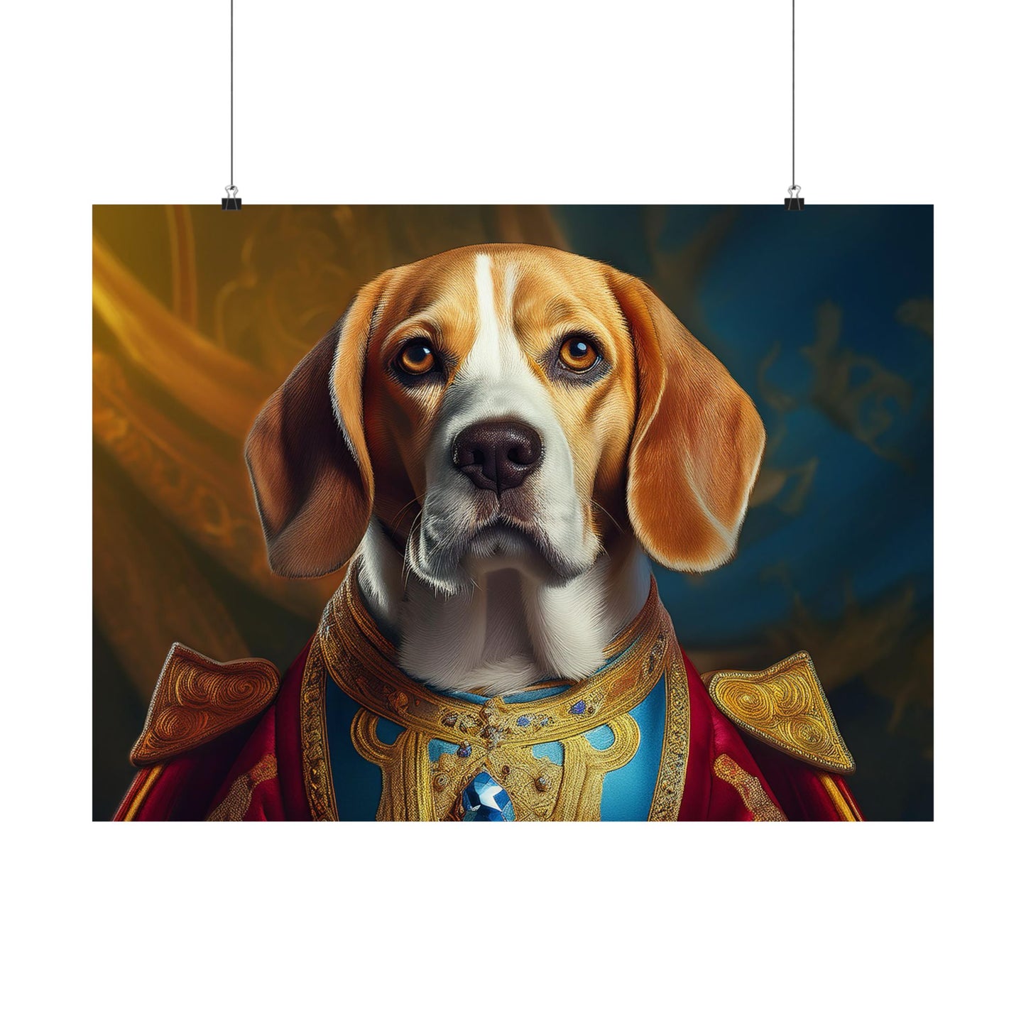 Beagle Renaissance Dog Portrait Art Print, Wall Decor Gift, Wall Prints, Wall Art