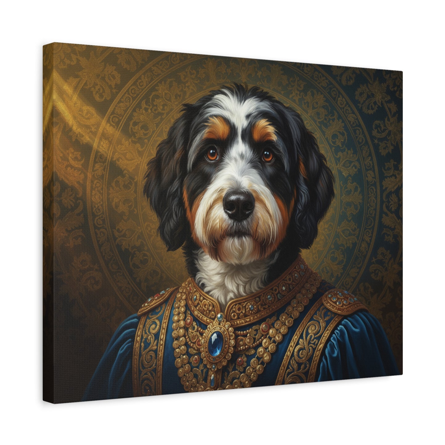 Bernedoodle Renaissance Dog Portrait Canvas Art, Pet Portrait Wall Decor, Animal Lover Gift, Home Decoration, Unique Dog Artwork