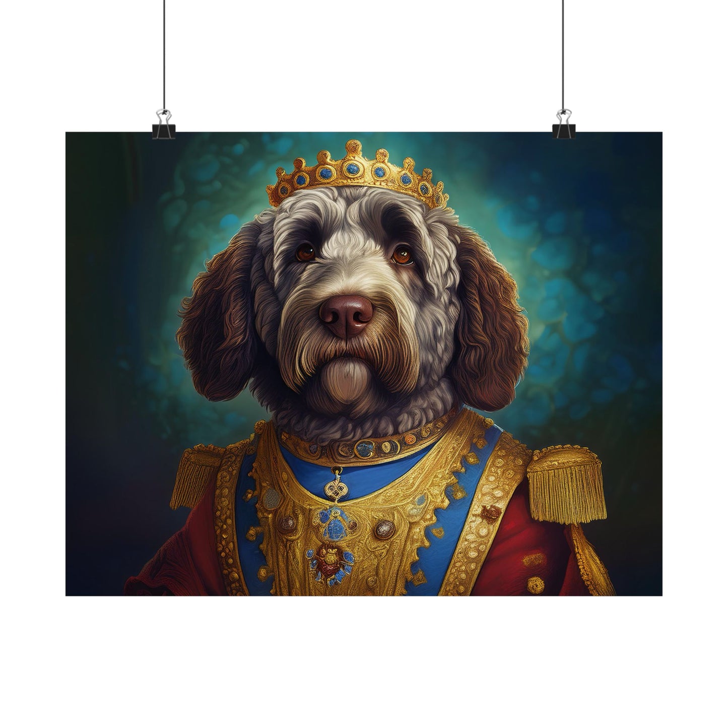 Portuguese Water Dog Renaissance Portrait Art Print, Wall Decor Gift, Animal Lover Home Decor, Dog Wall Art