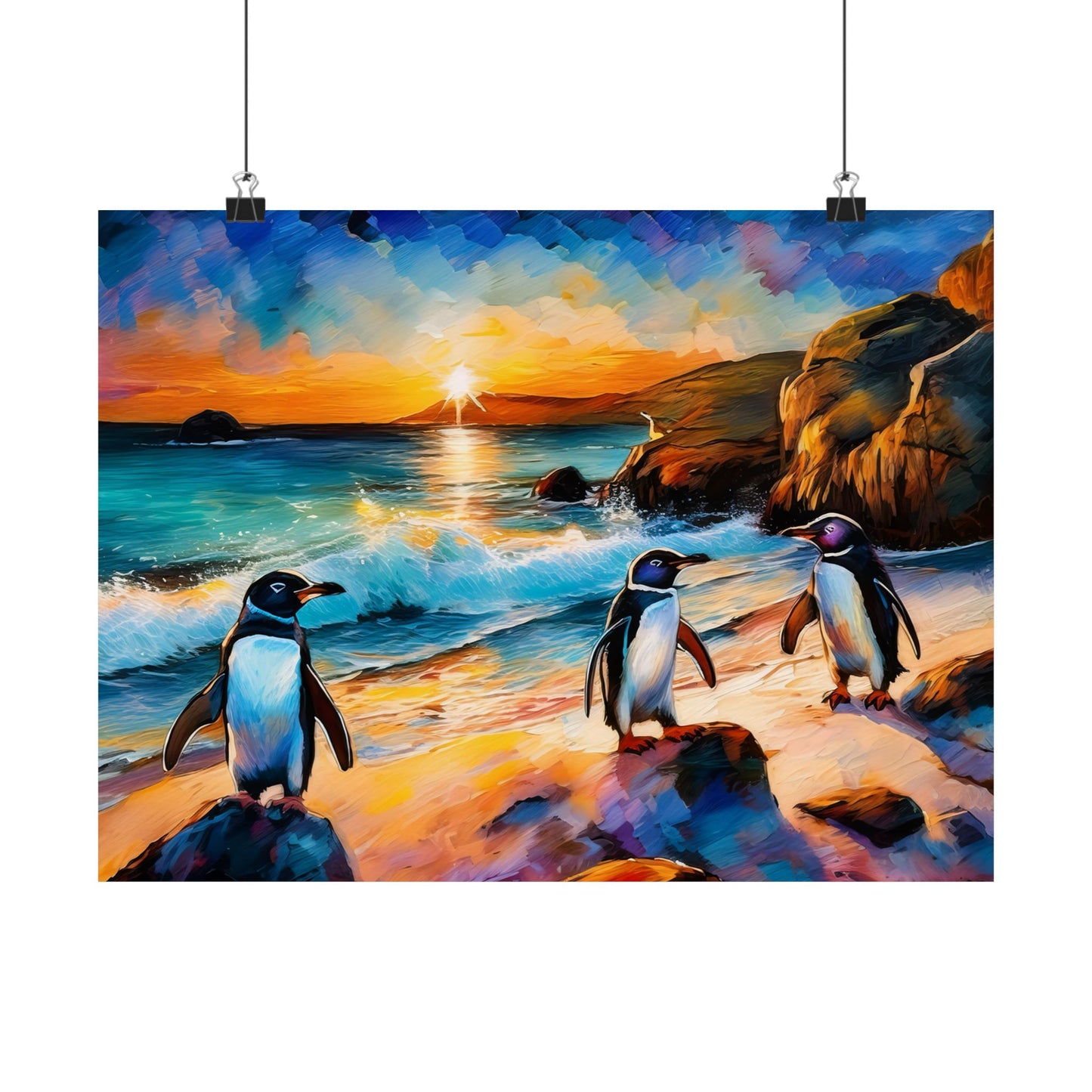 Philip Island Little Penguins Australia Wall Art | Vibrant Wall Print | Unique Painting Print | Style 1 | Wall Art | Wall Print