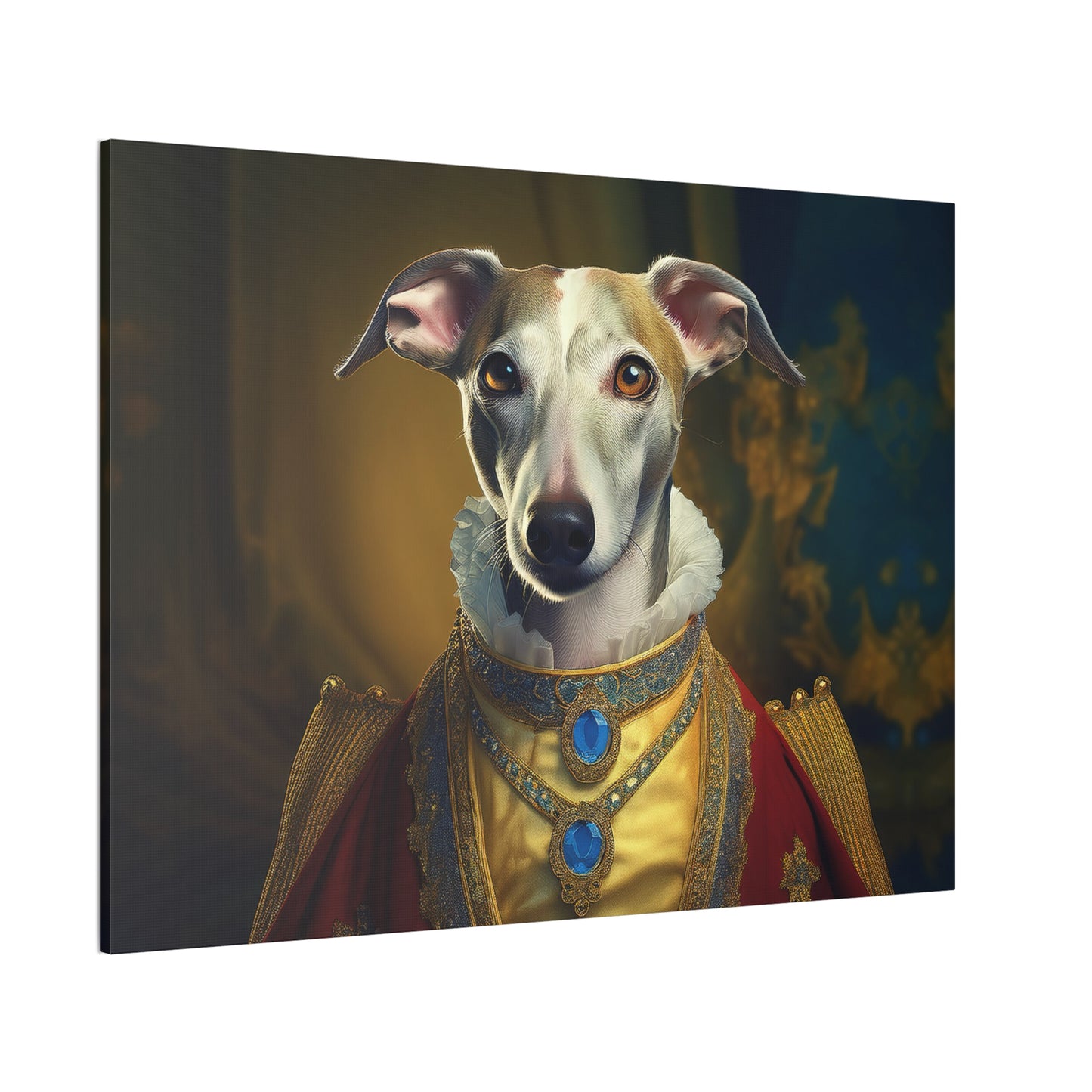 Whippet Pet Portrait Renaissance Print - Canvas, wall art, wall print, dog portrait, dog art