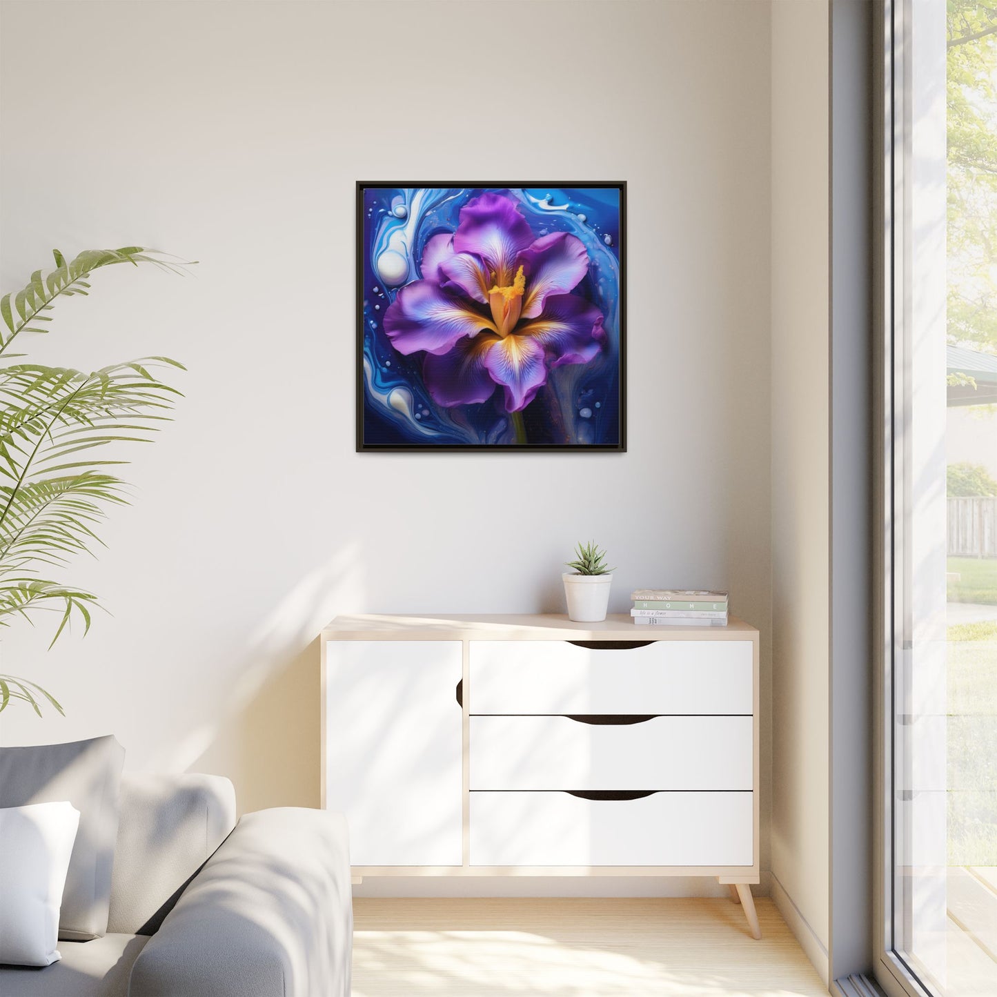 Abstract Iris - Style 2 - Floral Framed Canvas, Wall Print, wall art, botanical art
