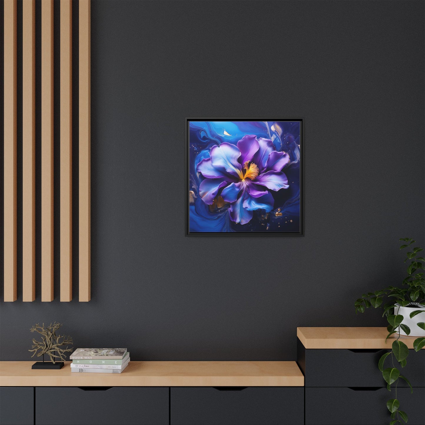 Abstract Iris Floral Square Framed Print - 02