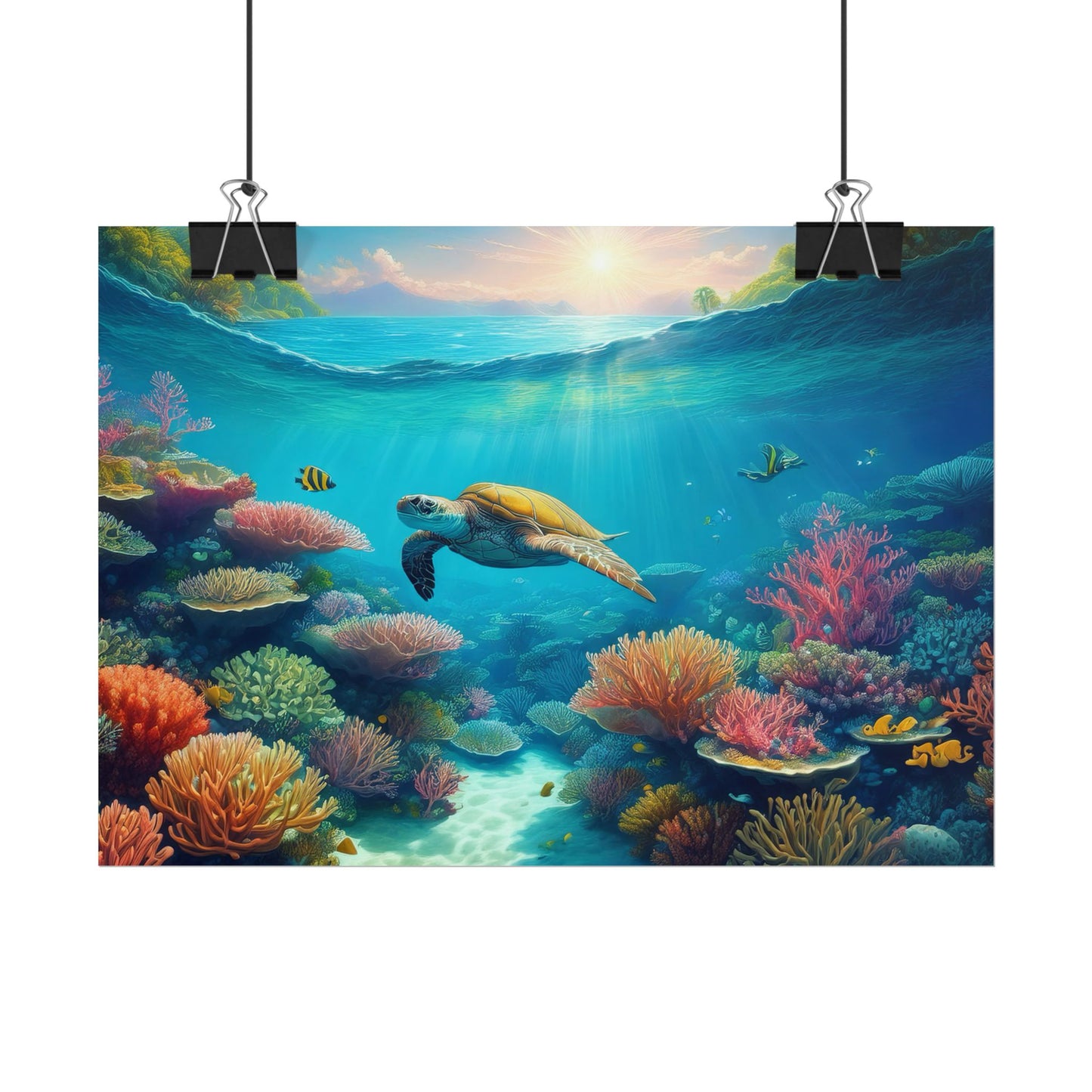 Turtle in the Great Barrier Reef Australia Coastal Print | Style 1 | Wall Art | Wall Print