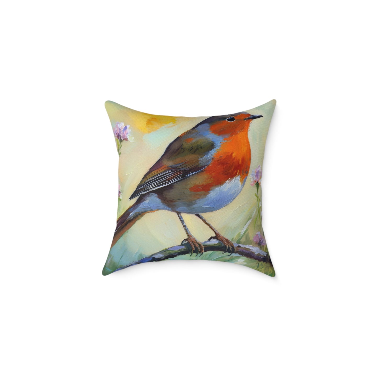 Vibrant American Robin Bird Throw Pillow, Nature Decor, Home Accent, Gift for Bird Lovers, Cozy Living Room Cushion