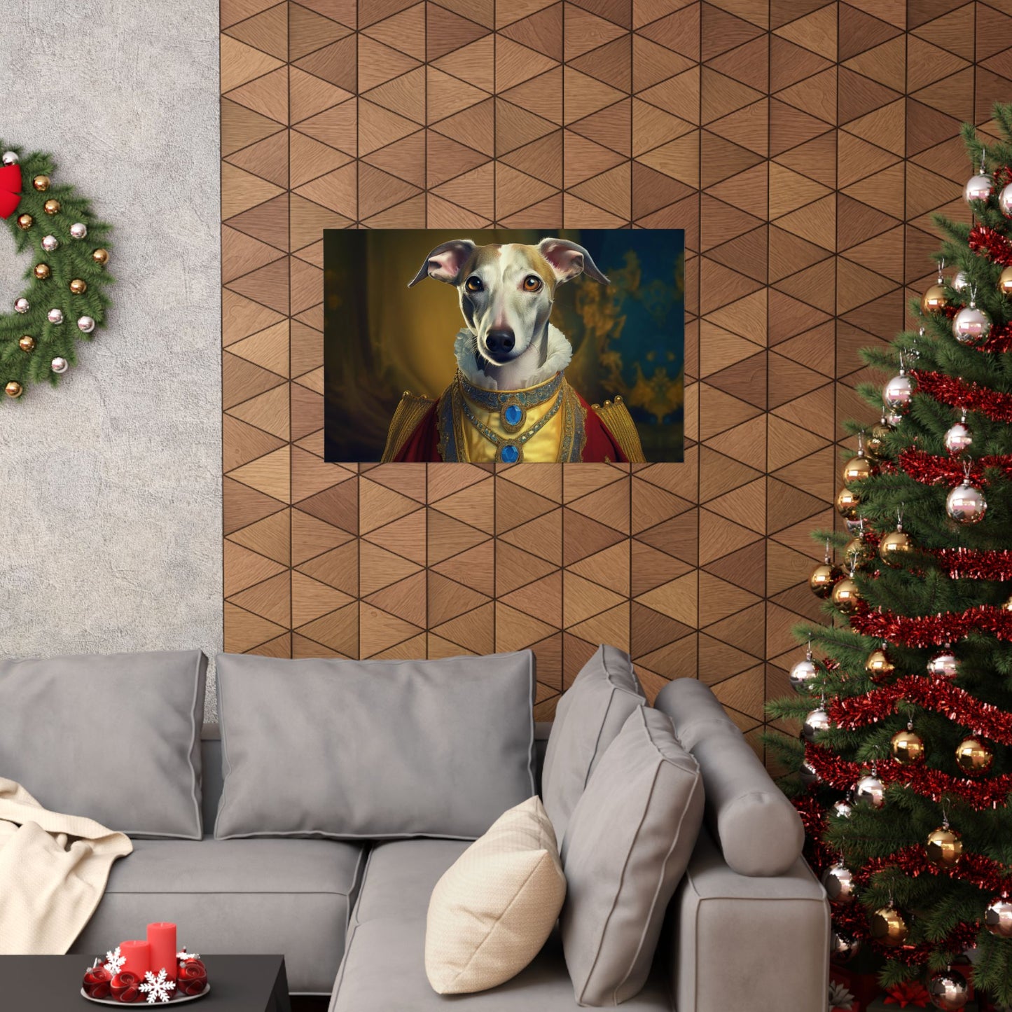 Whippet Dog Renaissance Pet Portrait Print, Whippet Art, Canine Decor, Dog Memorial Gift, wall print, wall art
