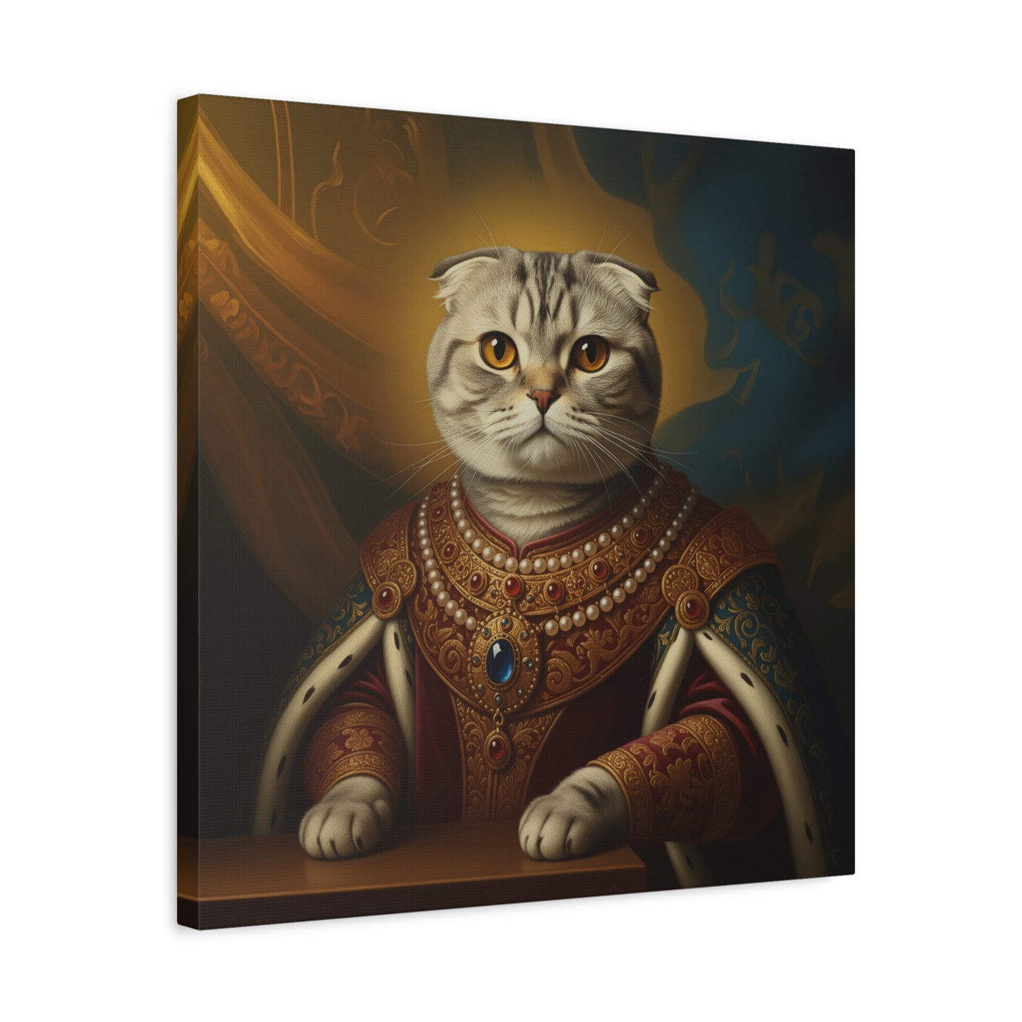 Scottish Fold Renaissance Royal Cat Canvas Art Print, Cat Wall Decor, Pet Lover Gift, Feline Portrait, Home Decoration, Unique Gift for Cat Lovers