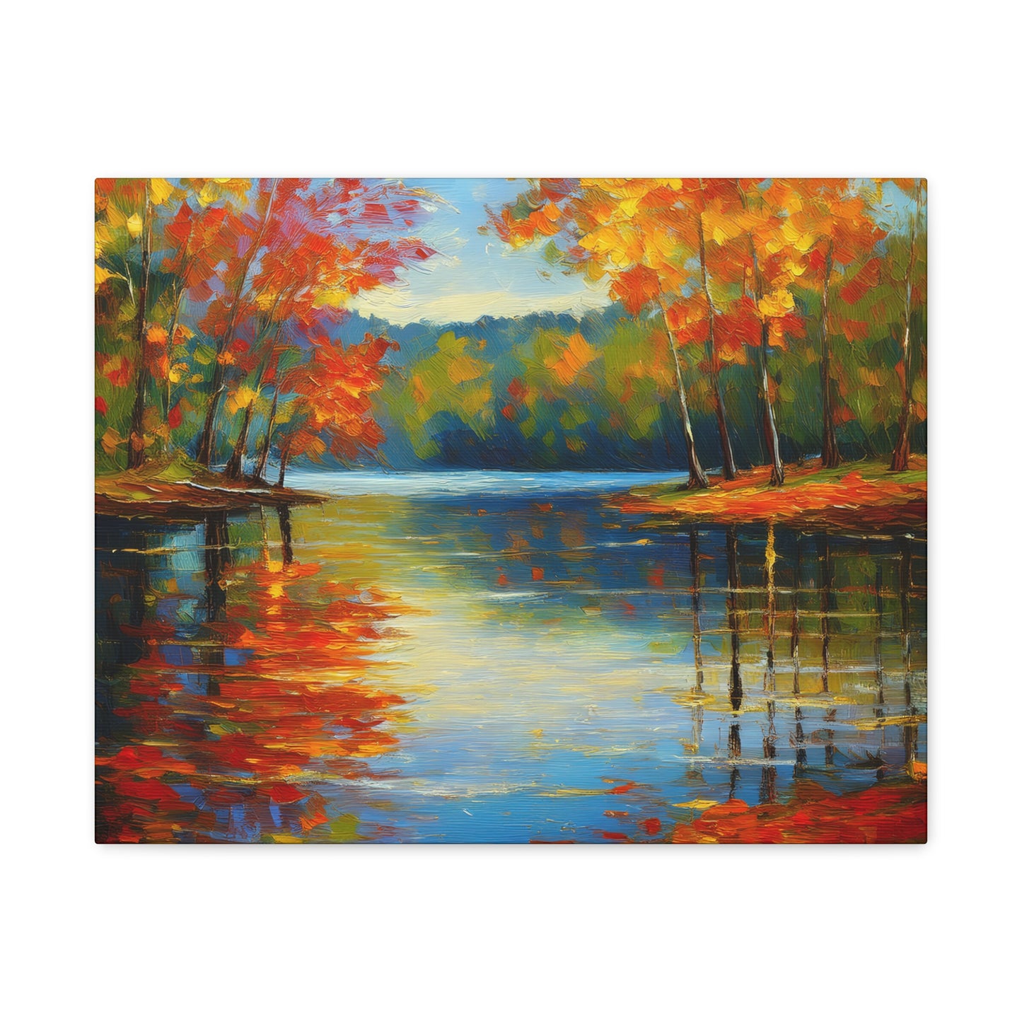 Fall Changing Leaves on a Lake Canvas Print | Style 2 | Wall Art | Wall Print | Fall Decor