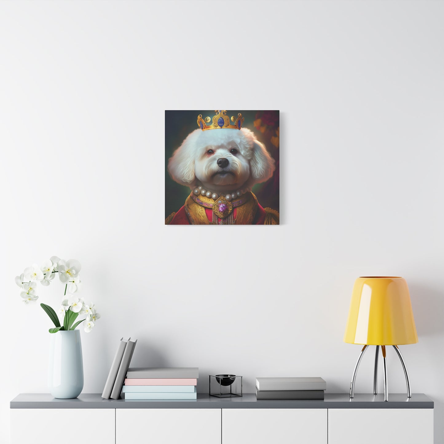 Bichon Frise Renaissance Pet Portrait on Canvas | Wall art | wall print | Dog Art