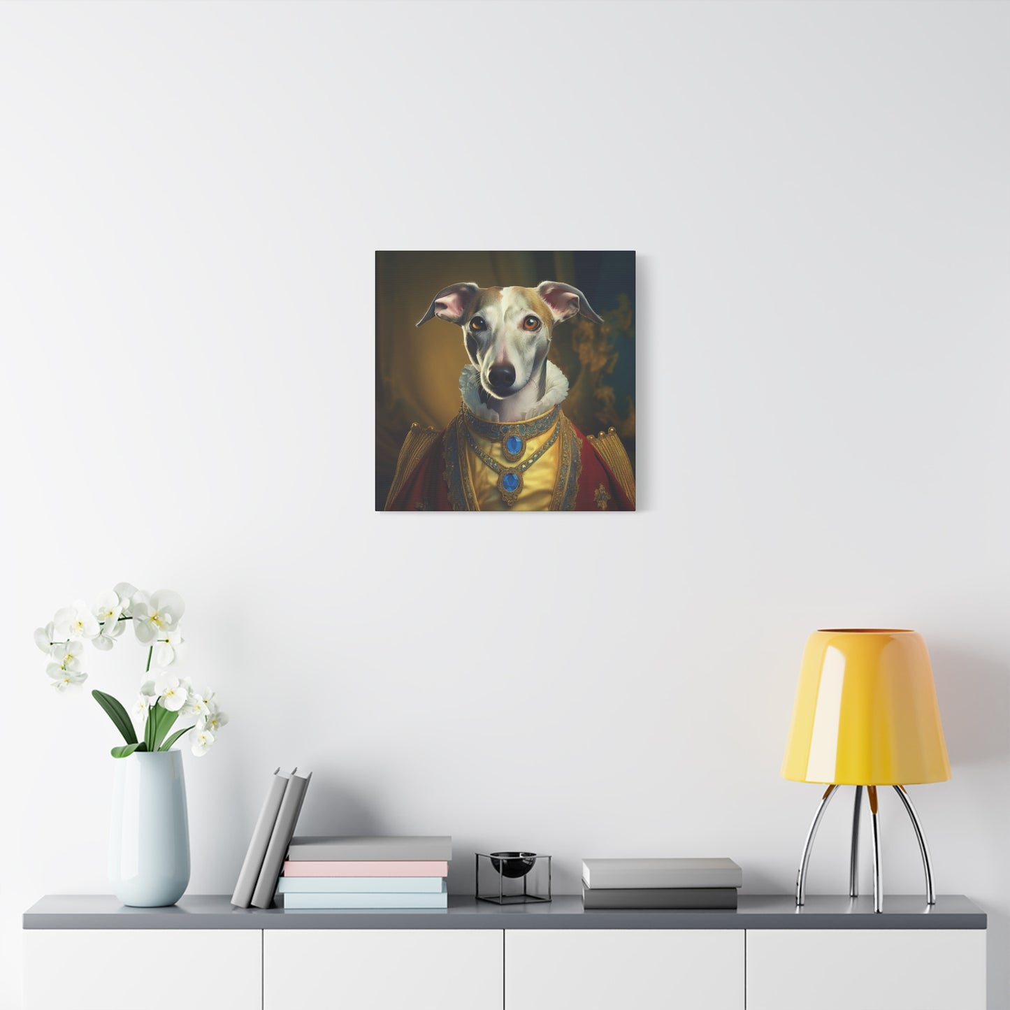 Whippet Renaissance Pet Portrait Print - Canvas, wall art, wall print, dog portrait, dog art