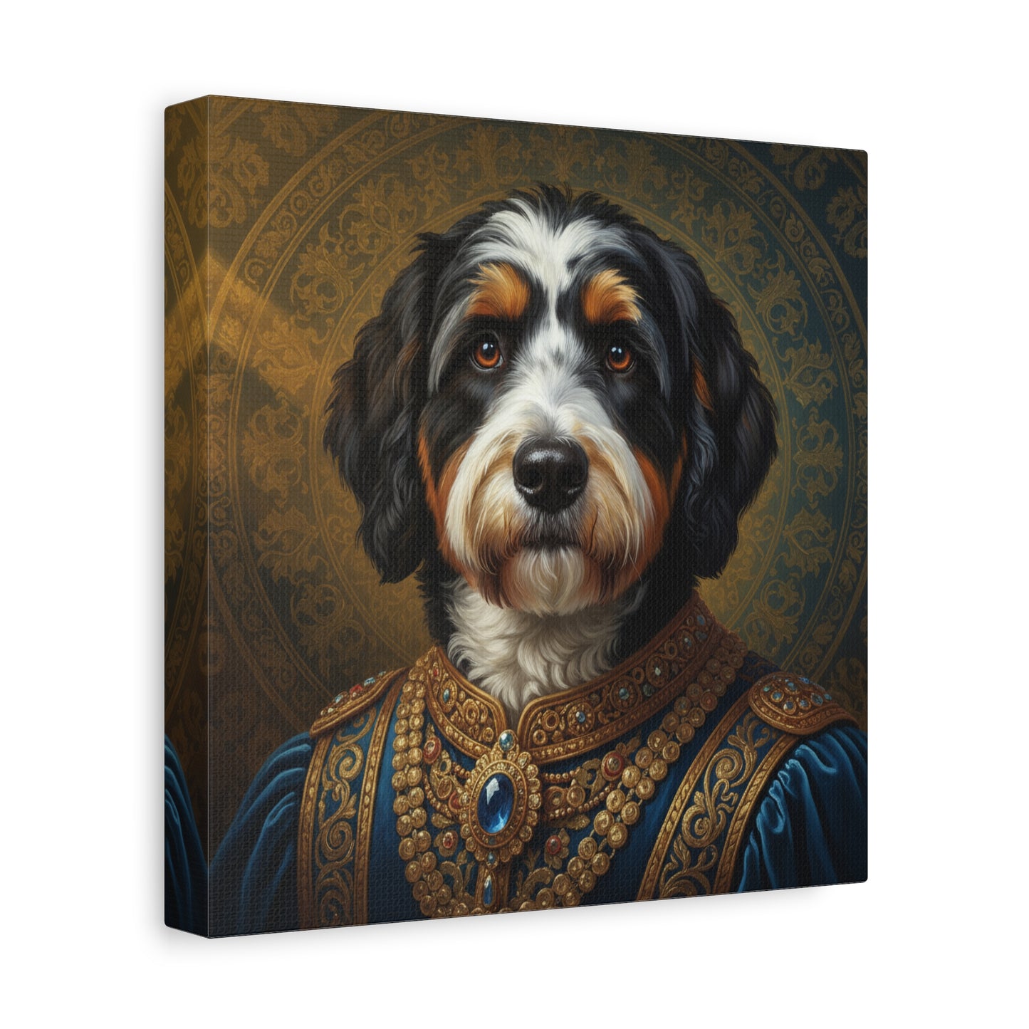 Bernedoodle Renaissance Dog Portrait Canvas Art, Pet Portrait Wall Decor, Animal Lover Gift, Home Decoration, Unique Dog Artwork