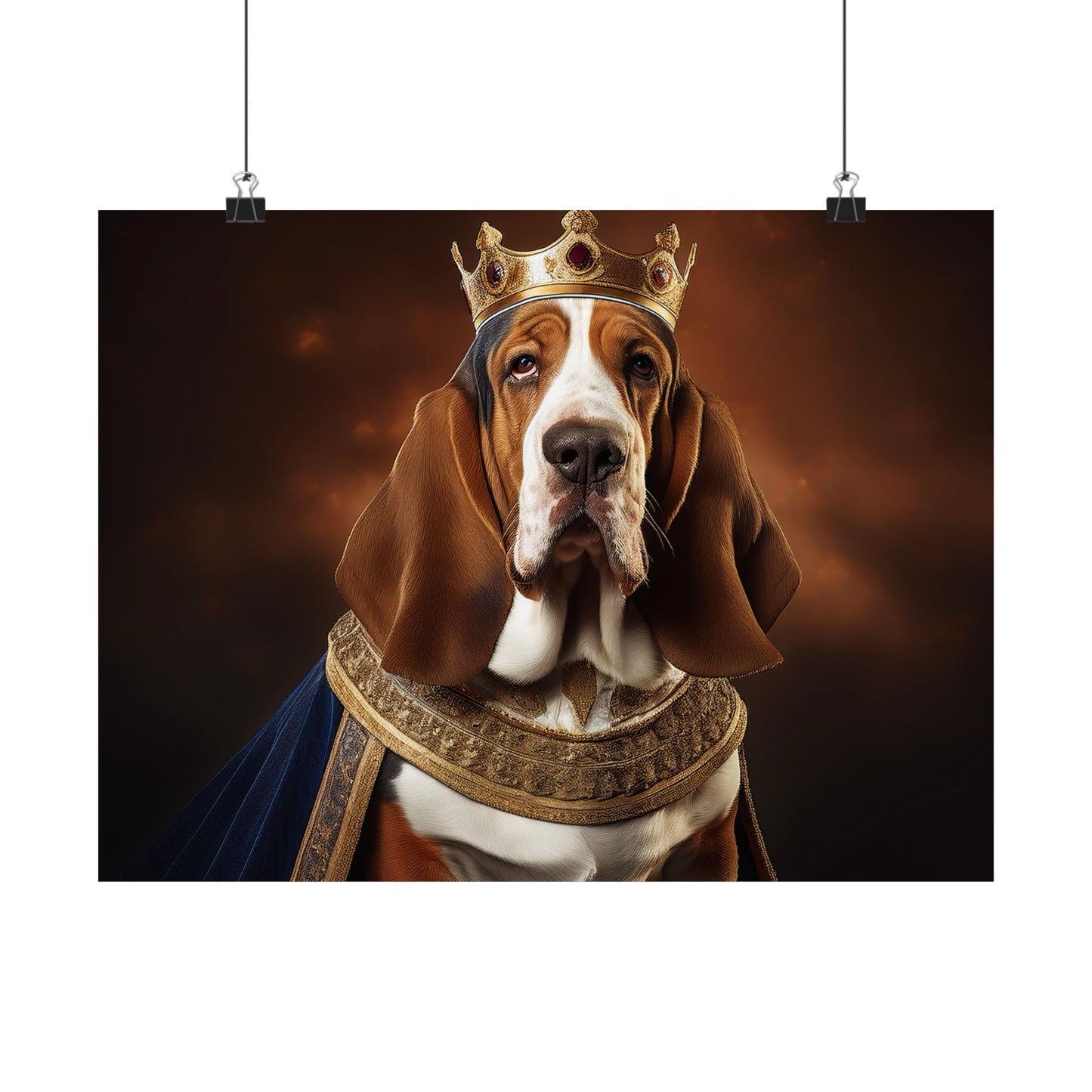Bassett Hound Renaissance Dog Portrait Art Print, Wall Decor Gift, Animal Lover Home Decor, Dog Wall Art