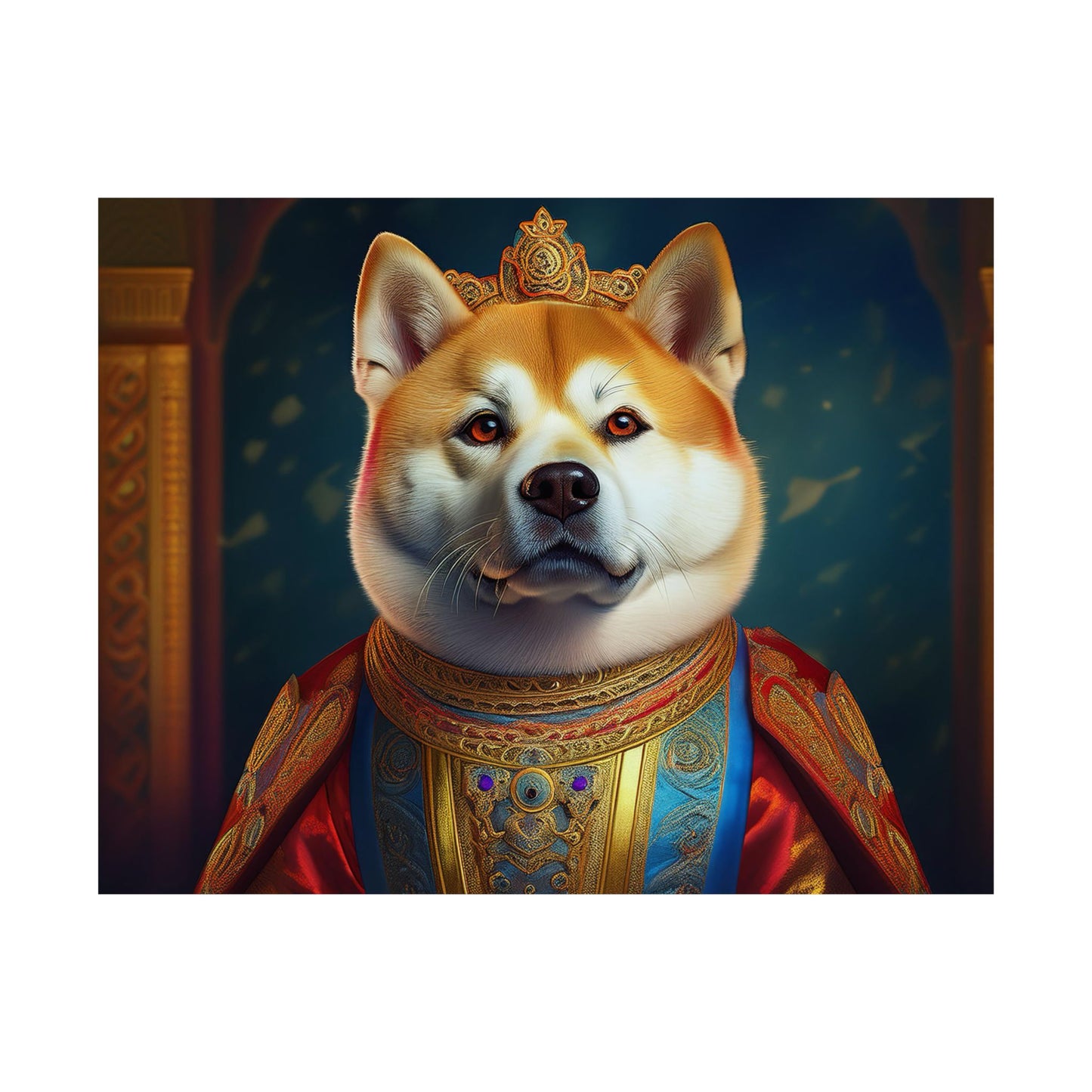 Akita Renaissance Dog Pet Portrait Art Print, Dog Lover Wall Art, Animal Artwork, Canine Decor, Dog Memorial Gift