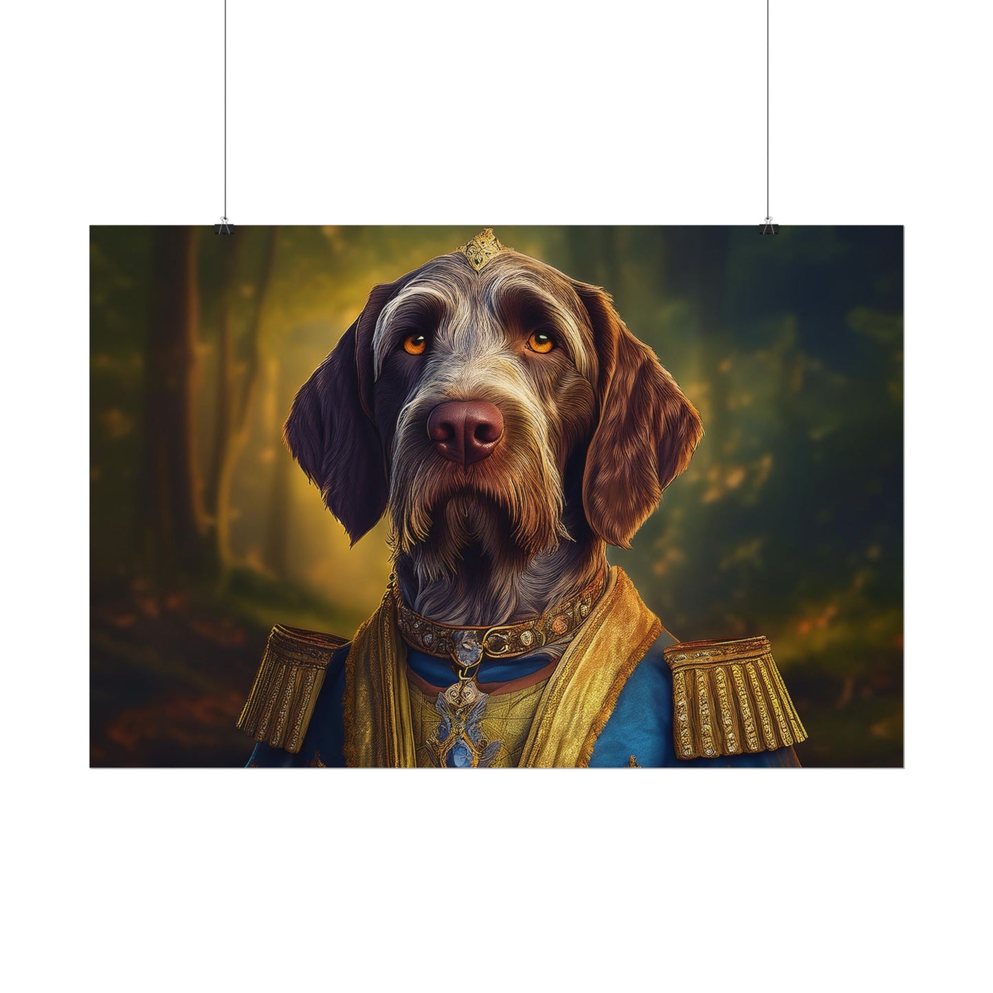 German Wirehaired Pointer Renaissance Pet Portrait Print, Pointer, Dog Lover Wall Art, Dog Memorial Gift, wall art, wall print, dog print