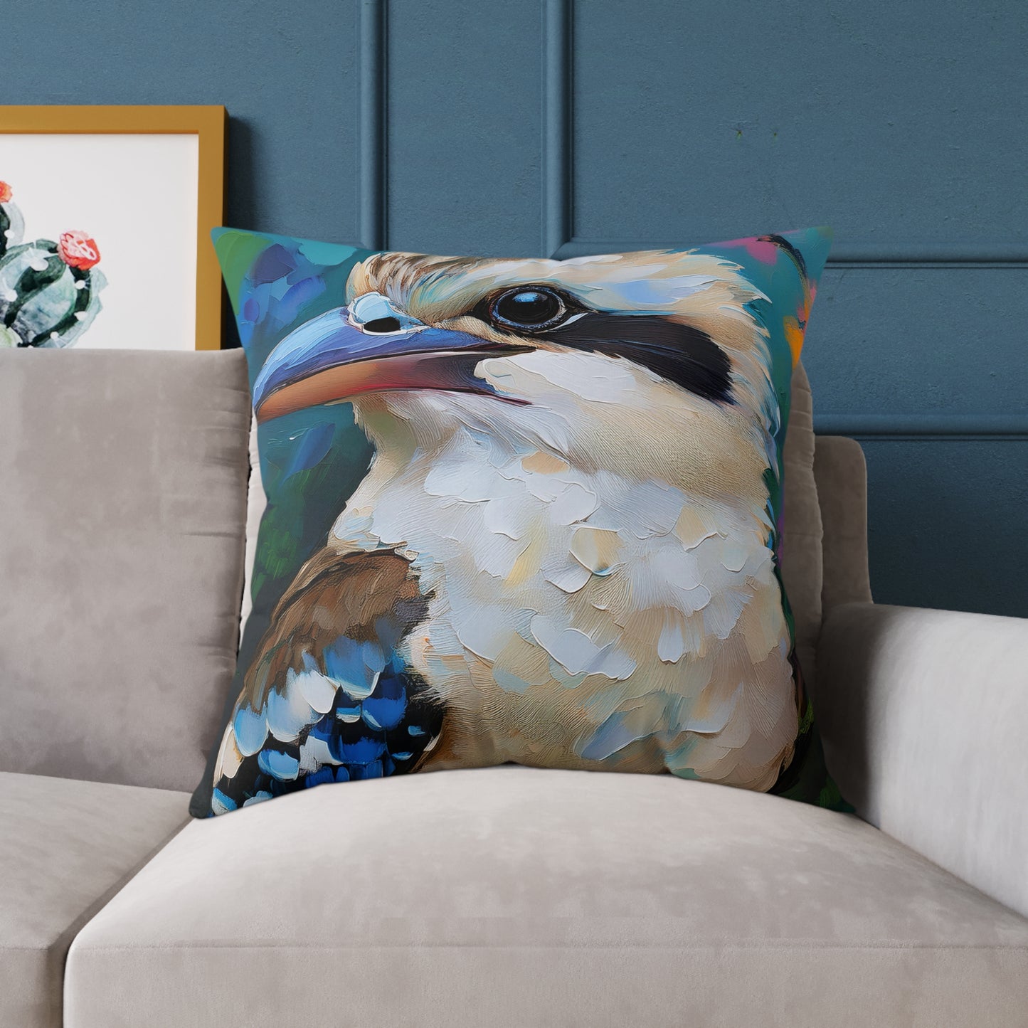 Vibrant Kookaburra Australian Bird Pillow, Decorative Throw Cushion, Bird Lover Gift, Boho Home Decor, Nature-Inspired Accent Pillow