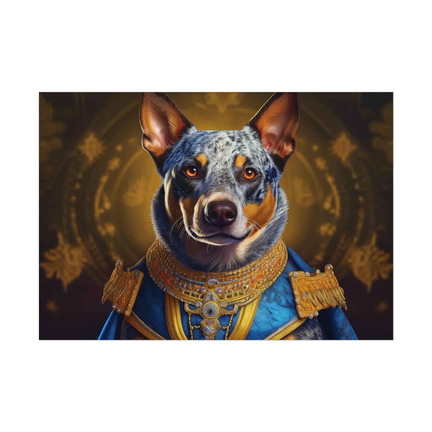 Australian Cattle Dog Renaissance Dog Portrait Wall Art | Art Print | Wall Decor Gift, Animal Lover Home Decor, Dog Wall Art
