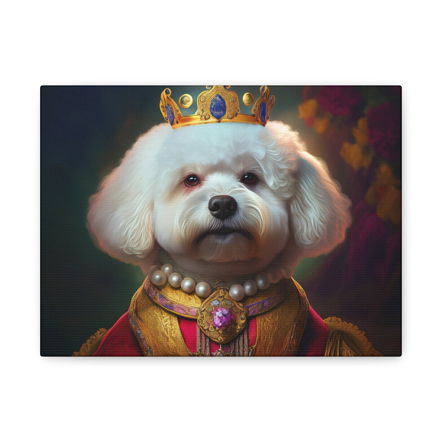 Bichon Frise Renaissance Pet Portrait on Canvas | Wall art | wall print | Dog Art