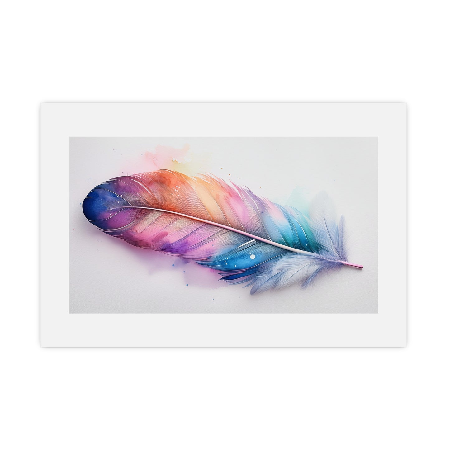 Vibrant Rainbow Feather Watercolor Print - 2 | Elegant Wall Art & Prints | Unique Home Decor | Wall Print | Wall Art