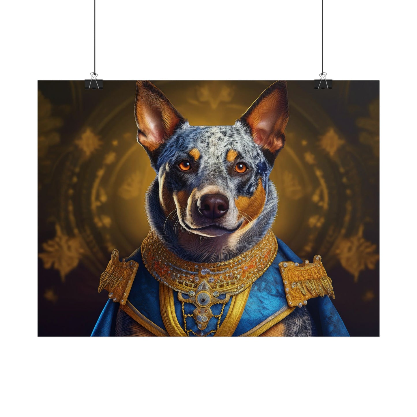 Australian Cattle Dog Renaissance Dog Portrait Wall Art | Art Print | Wall Decor Gift, Animal Lover Home Decor, Dog Wall Art