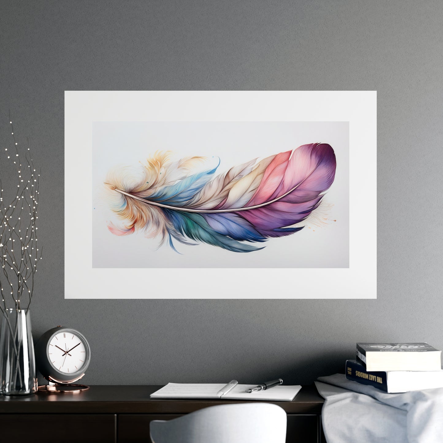 Rainbow Feather Watercolor Print - 1 | Vibrant Wall Art & Prints | Unique Home Decor | Wall Print | Wall Art