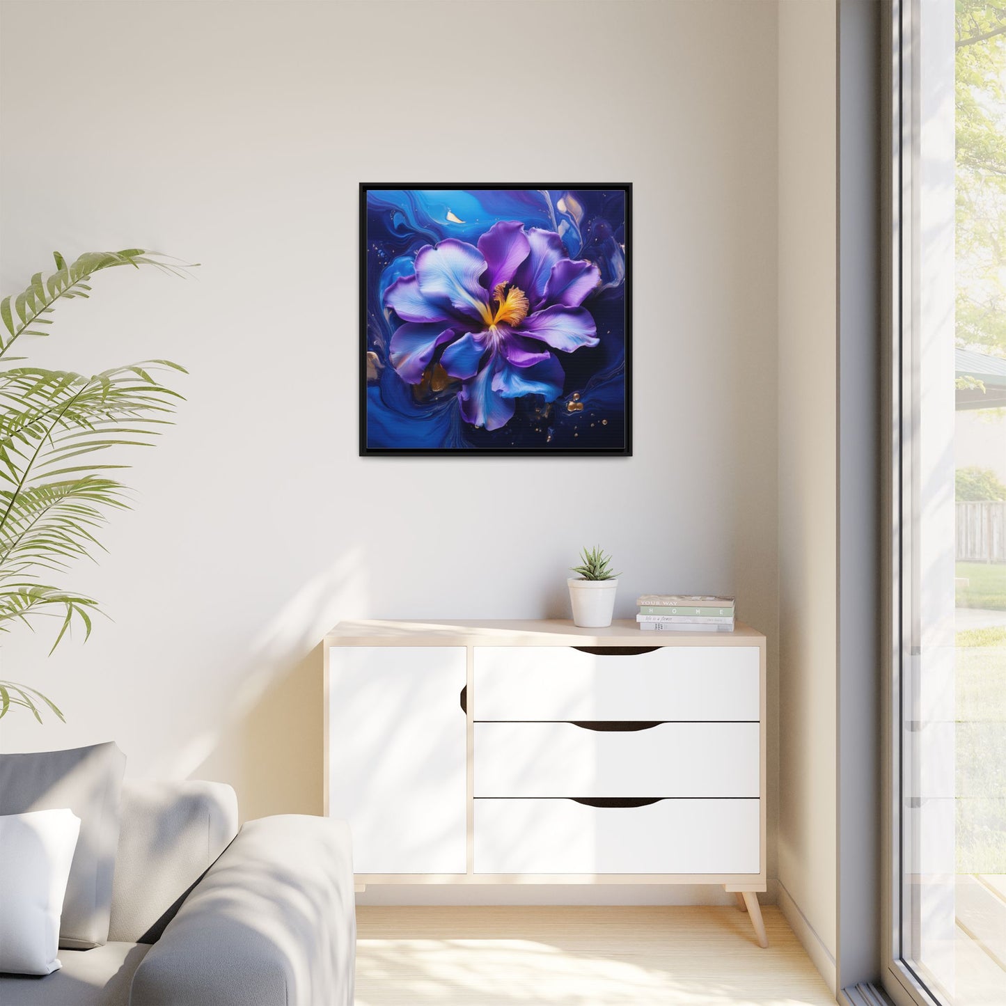 Abstract Iris Floral Square Framed Print - 02