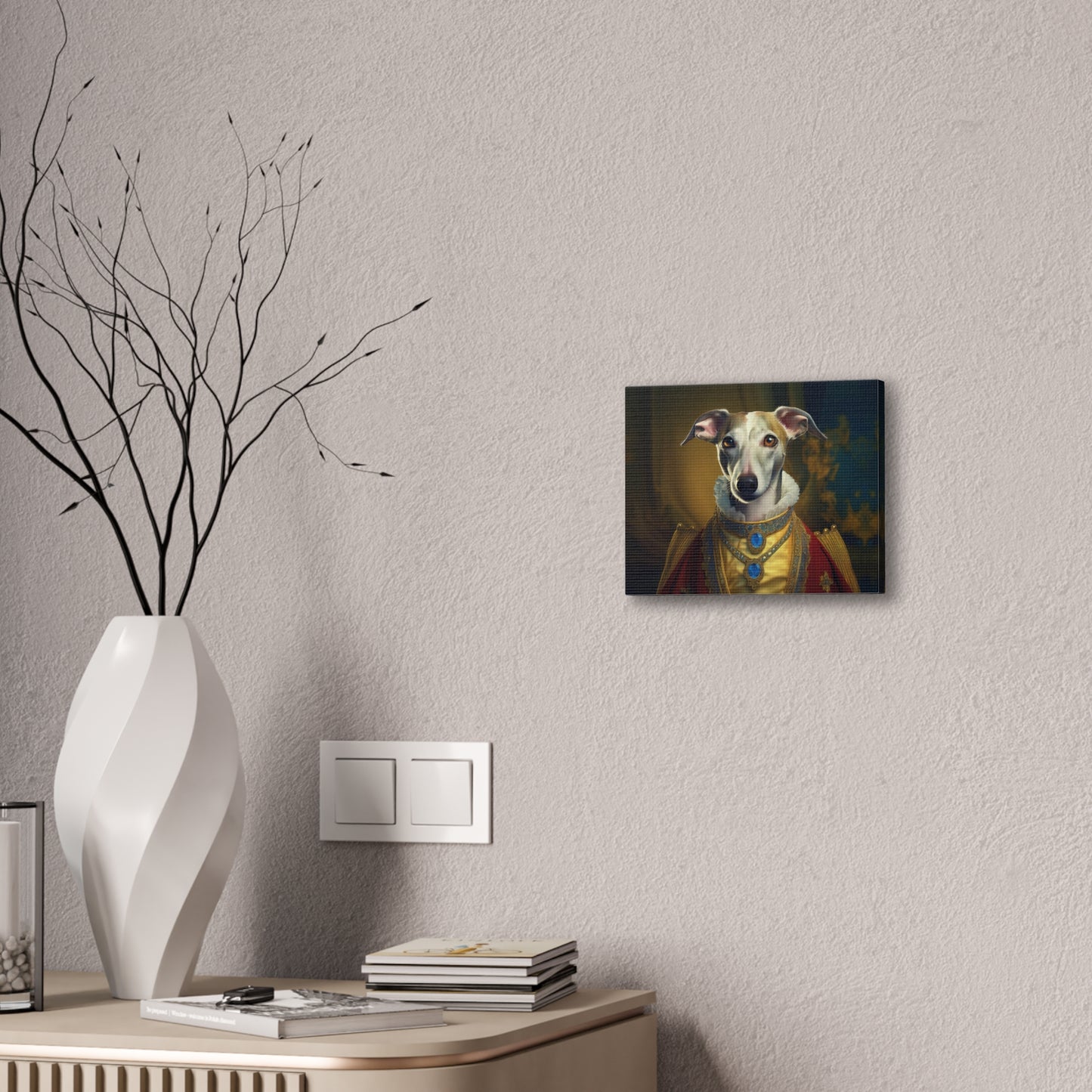 Whippet Pet Portrait Renaissance Print - Canvas, wall art, wall print, dog portrait, dog art