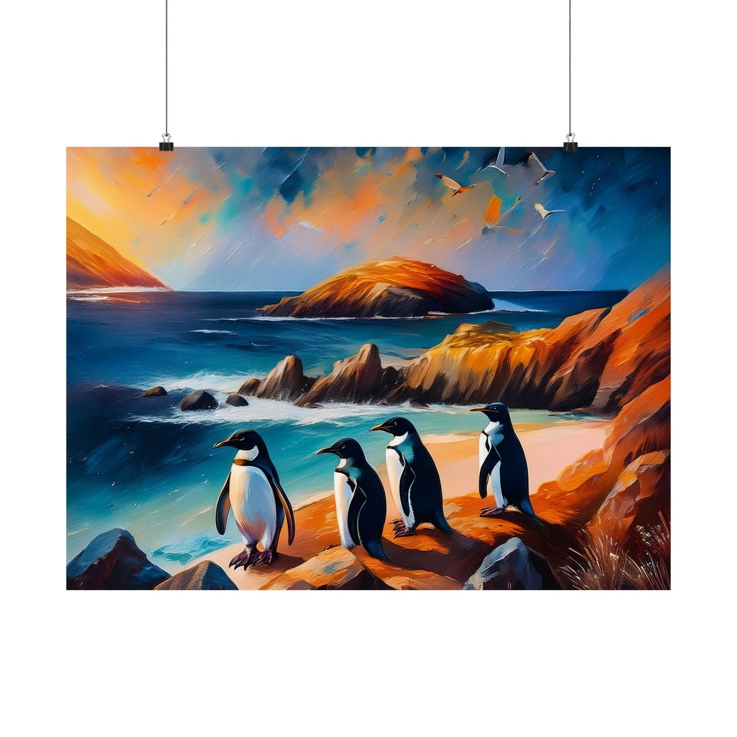 Phillip Island Little Penguins Australia Wall Art | Vibrant Wall Print | Unique Painting Print | Style 2 | Wall Art | Wall Print
