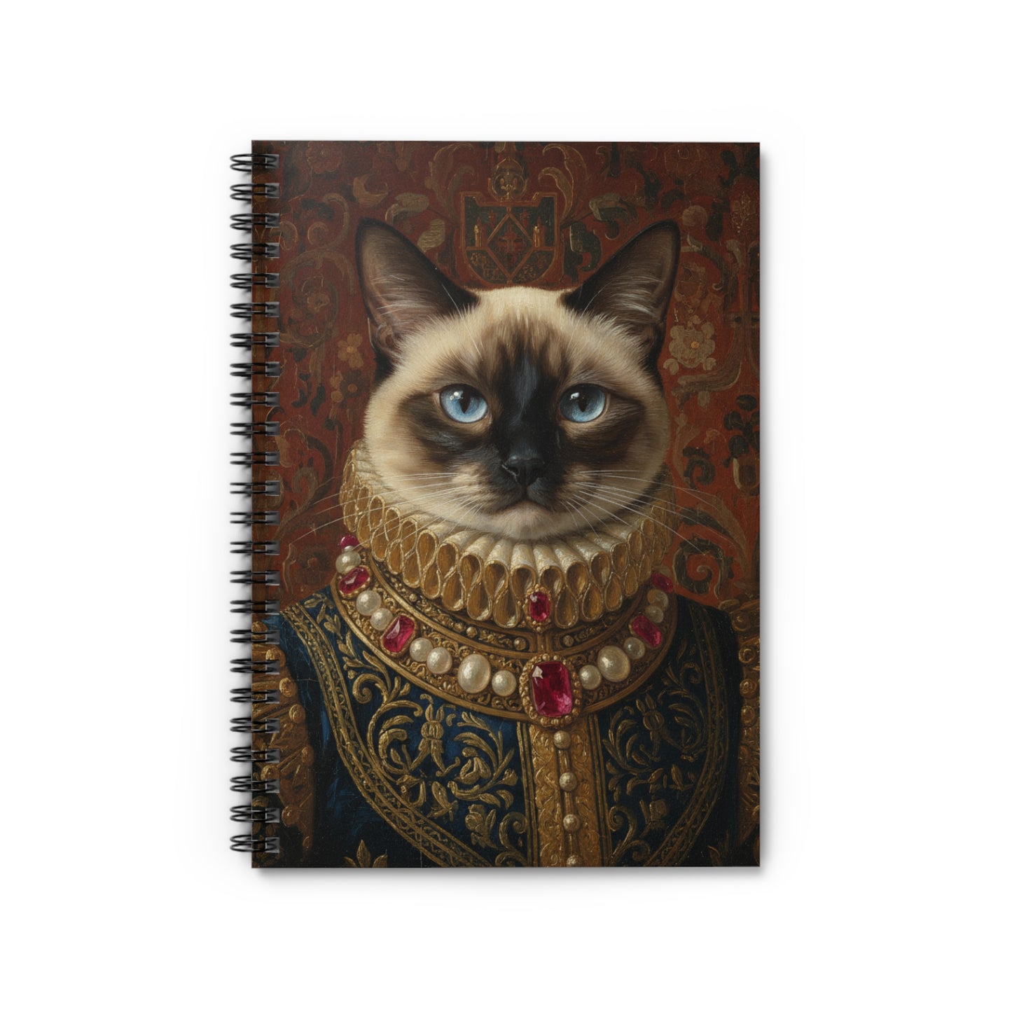 Siamese Renaissance Pet Portrait Cat Spiral Notebook - Elegant Design for Cat Lovers, Journaling, Note-taking, Gifts, Stationery