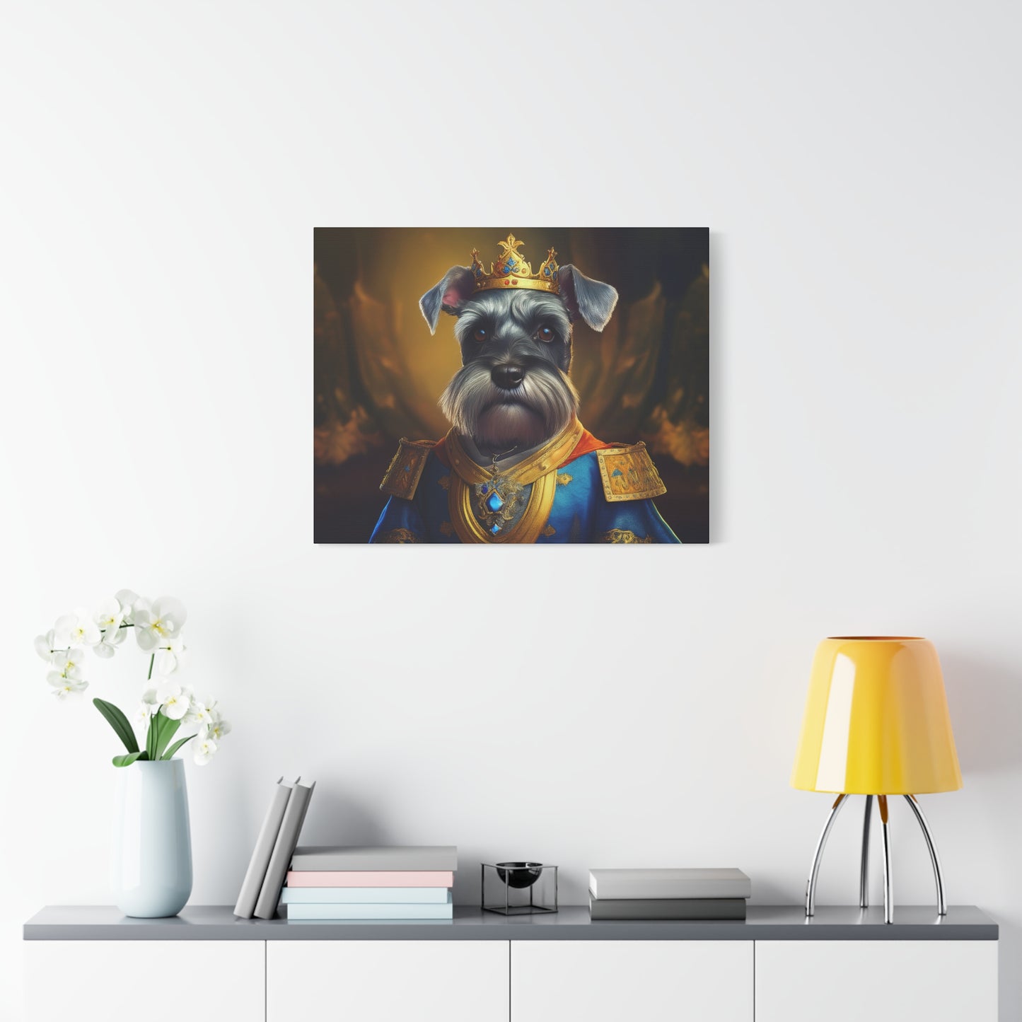 Miniature Schnauzer Renaissance Pet Portrait on Canvas | wall art | wall print | dog art