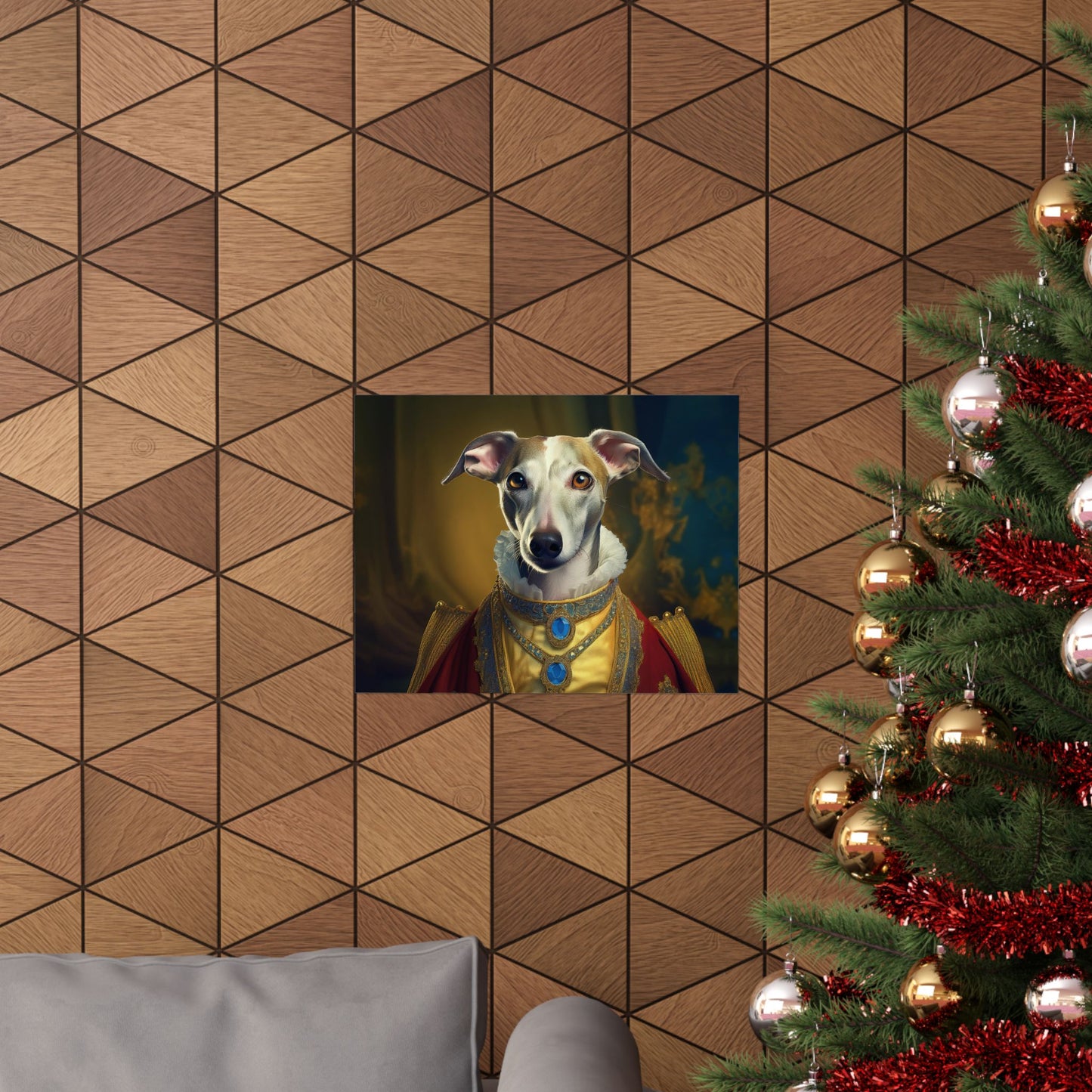 Whippet Dog Renaissance Pet Portrait Print, Whippet Art, Canine Decor, Dog Memorial Gift, wall print, wall art