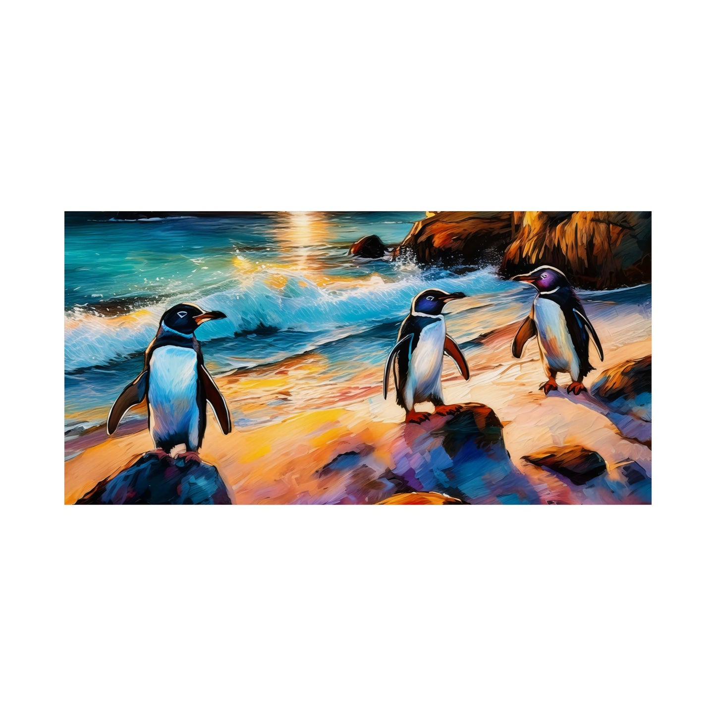 Philip Island Little Penguins Australia Wall Art | Vibrant Wall Print | Unique Painting Print | Style 1 | Wall Art | Wall Print