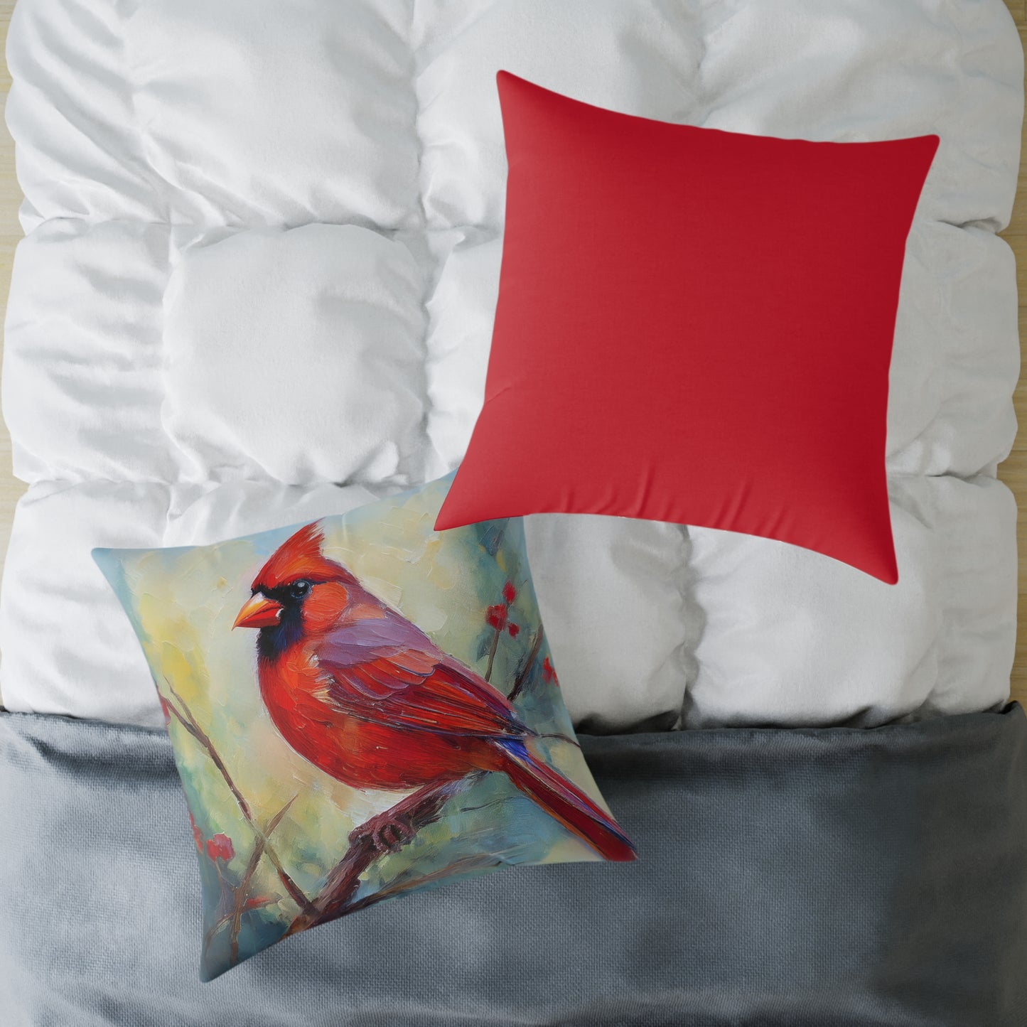 Vibrant Red Cardinal Pillow, Nature Decor, Home Accent, Gift for Bird Lovers, Cozy Living Room Cushion