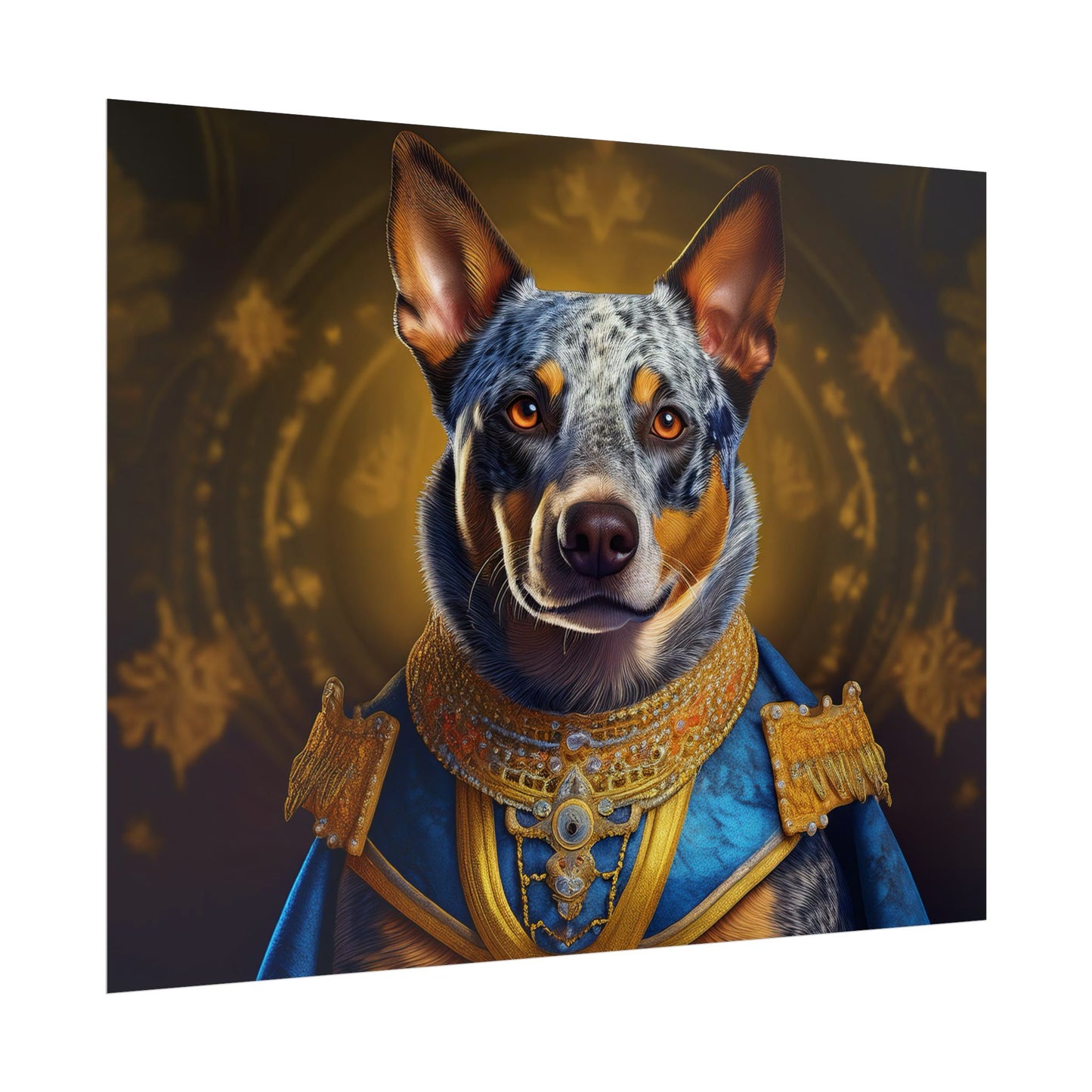 Australian Cattle Dog Renaissance Dog Portrait Wall Art | Art Print | Wall Decor Gift, Animal Lover Home Decor, Dog Wall Art