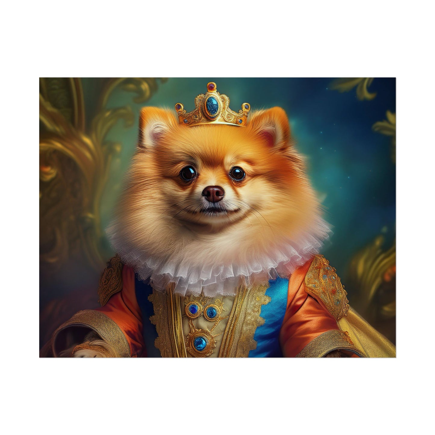 Pomeranian Renaissance Dog Portrait Art Print, Wall Decor Gift, Animal Lover Home Decor, Dog Wall Art