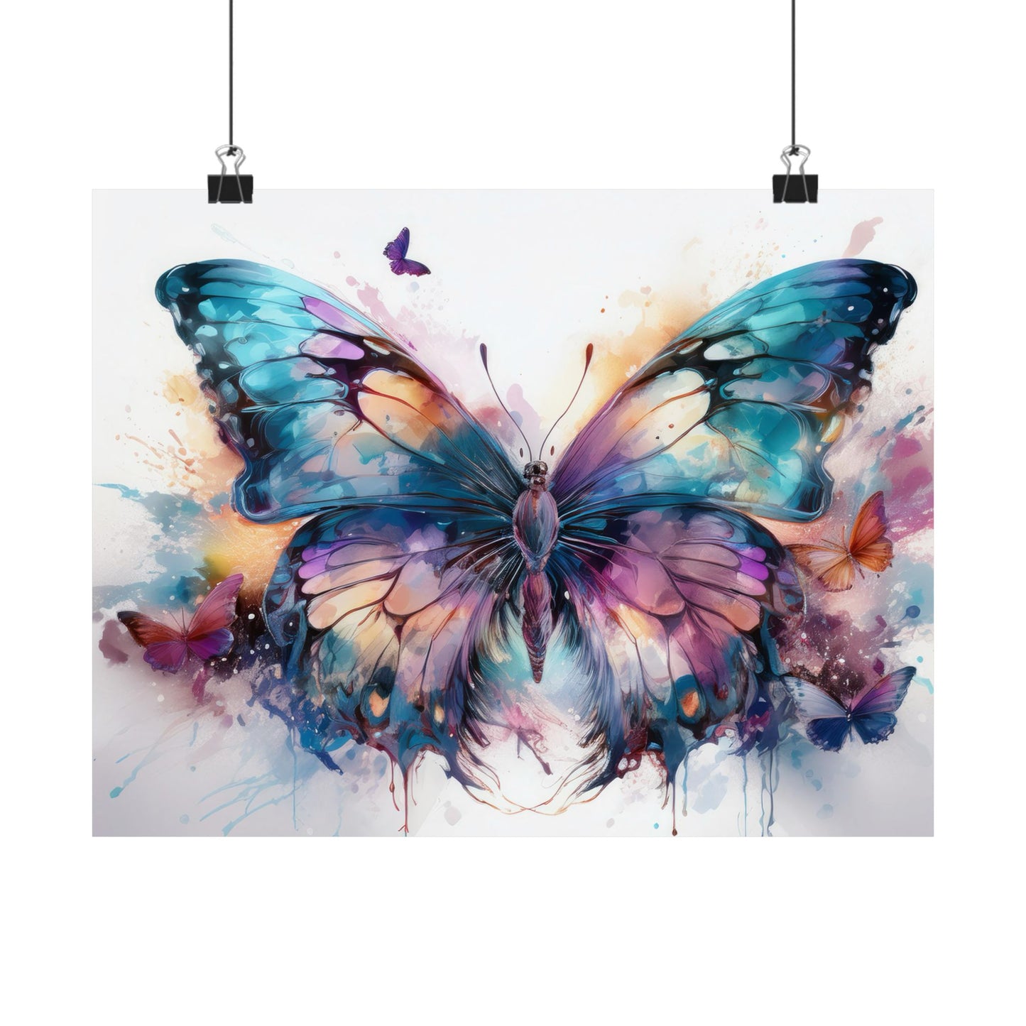 Teal, Orange & Purple Butterfly Alcohol Ink Wall Art | Butterfly wall art | Wall Art | Wall Print