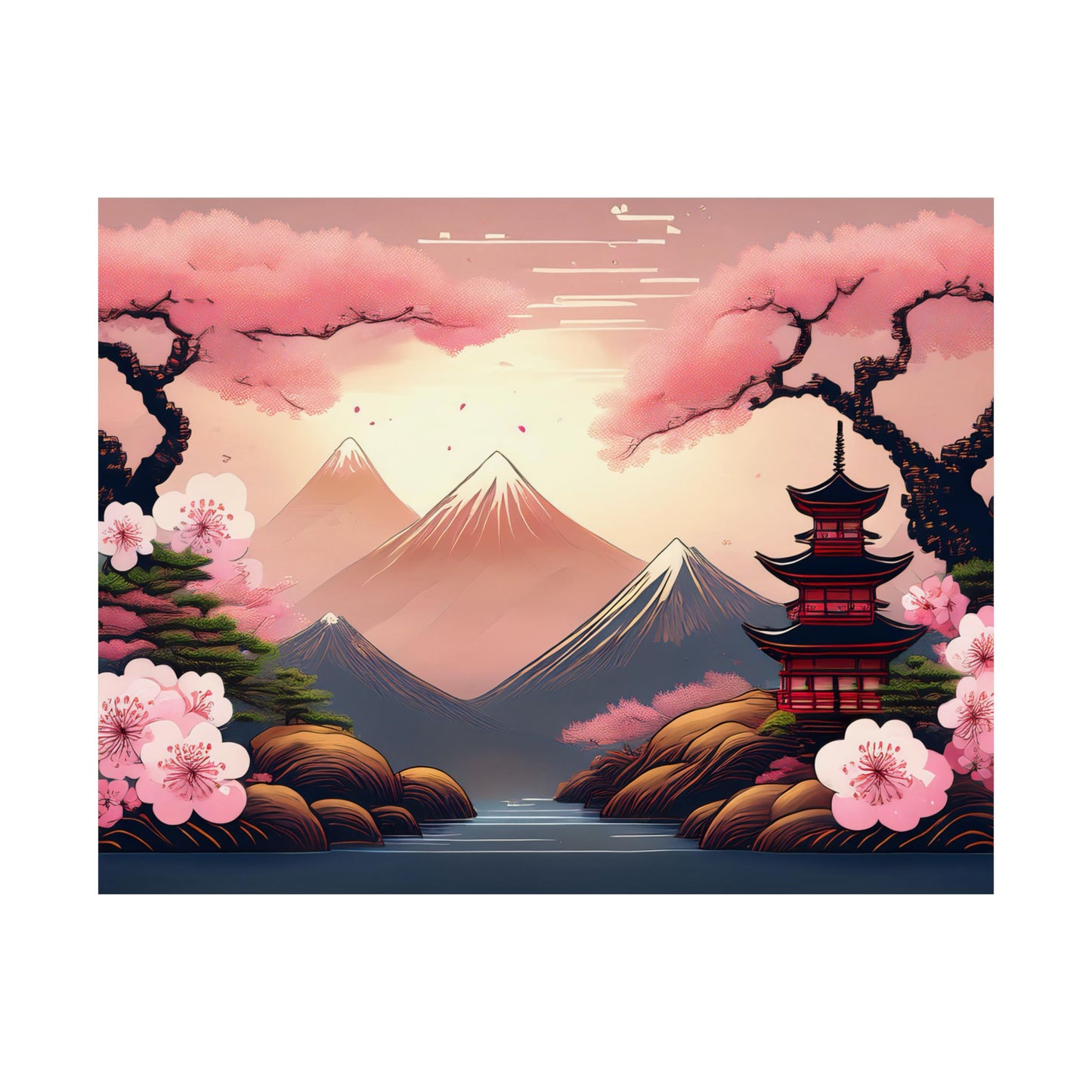 Japanese Cherry Blossom Wall Art Print | Wall Art | Wall Print | Japanese Wall Art