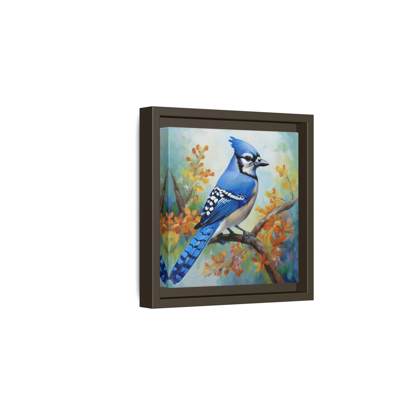 Blue Jay Bird Oil Painting Framed Canvas for Bird Lovers Home Decor, Indoor Wall Art, Wall Print, Bird Art, Living Room Wall Art