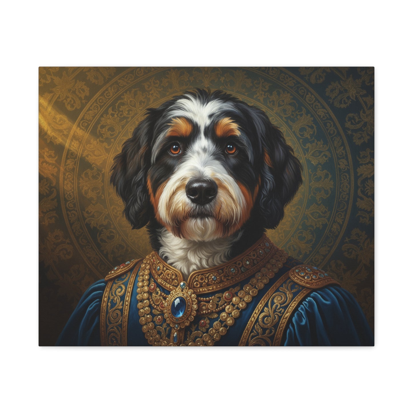 Bernedoodle Renaissance Dog Portrait Canvas Art, Pet Portrait Wall Decor, Animal Lover Gift, Home Decoration, Unique Dog Artwork