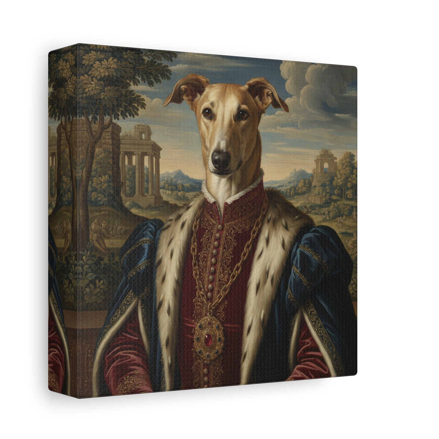 Azawakh Renaissance Portrait Canvas, Pet Lovers Decor, Animal Art Print, Dog Owner Gift, Custom Pet Artwork, Home Wall Art
