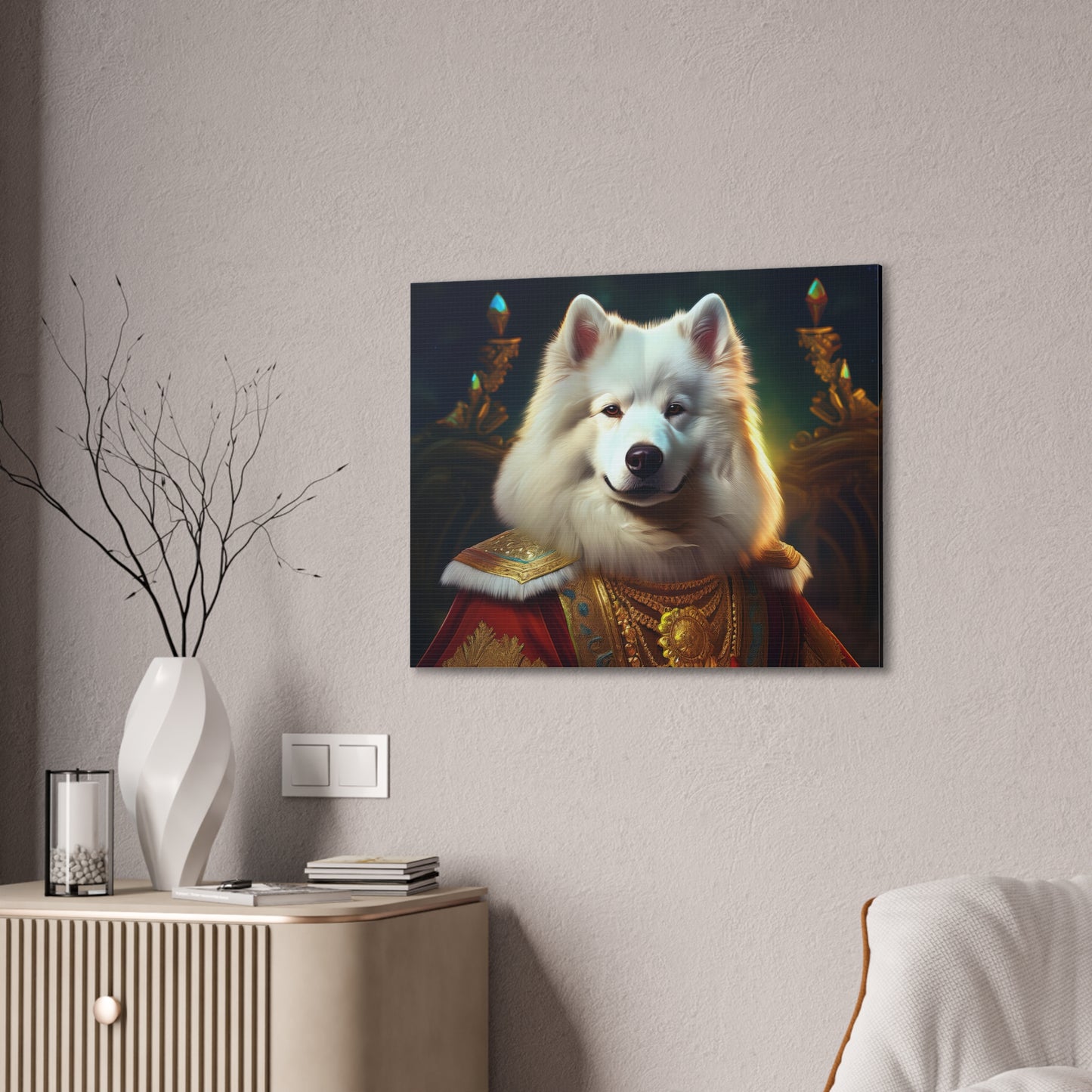 Regal Samoyed Canvas Art, Pet Wall Decor, Dog Portrait, Unique Home Decor, Animal Lover Gift, Noble Canine Wall Art