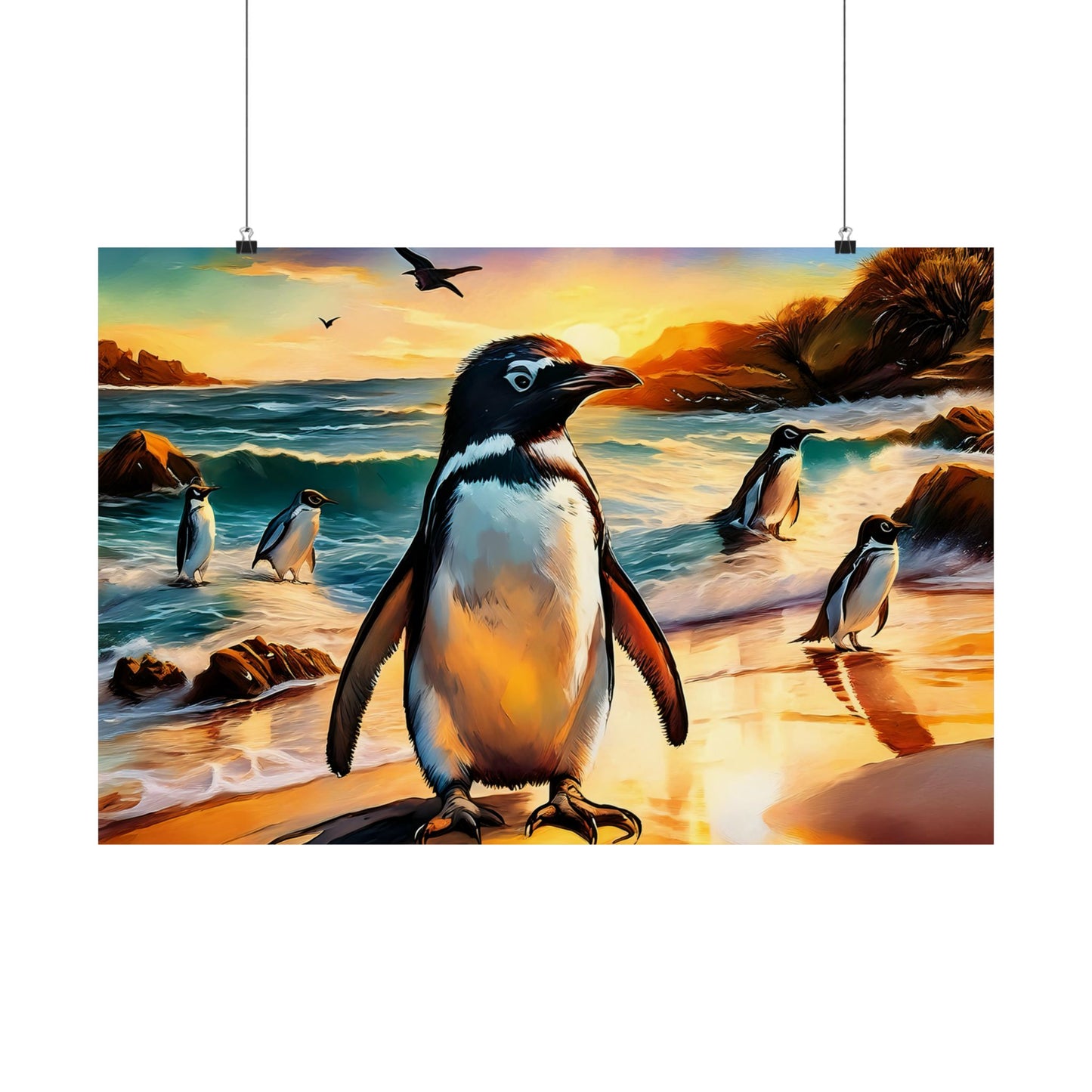 Phillip Island Little Penguins Australia Wall Art | Vibrant Wall Print | Unique Painting Print | Style 3 | Wall Art | Wall Print