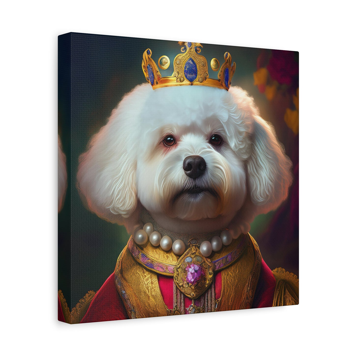 Bichon Frise Renaissance Pet Portrait on Canvas | Wall art | wall print | Dog Art