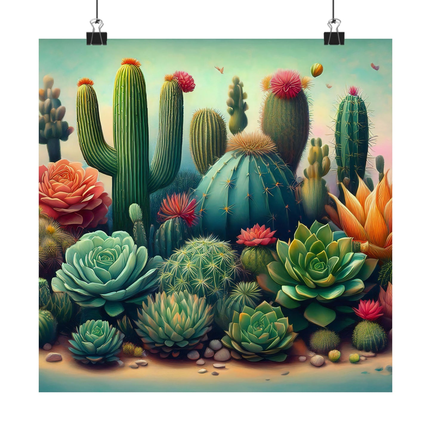 Abstract Cacti and Succulent Desert Garden Color Print | Wall Art | Wall Print
