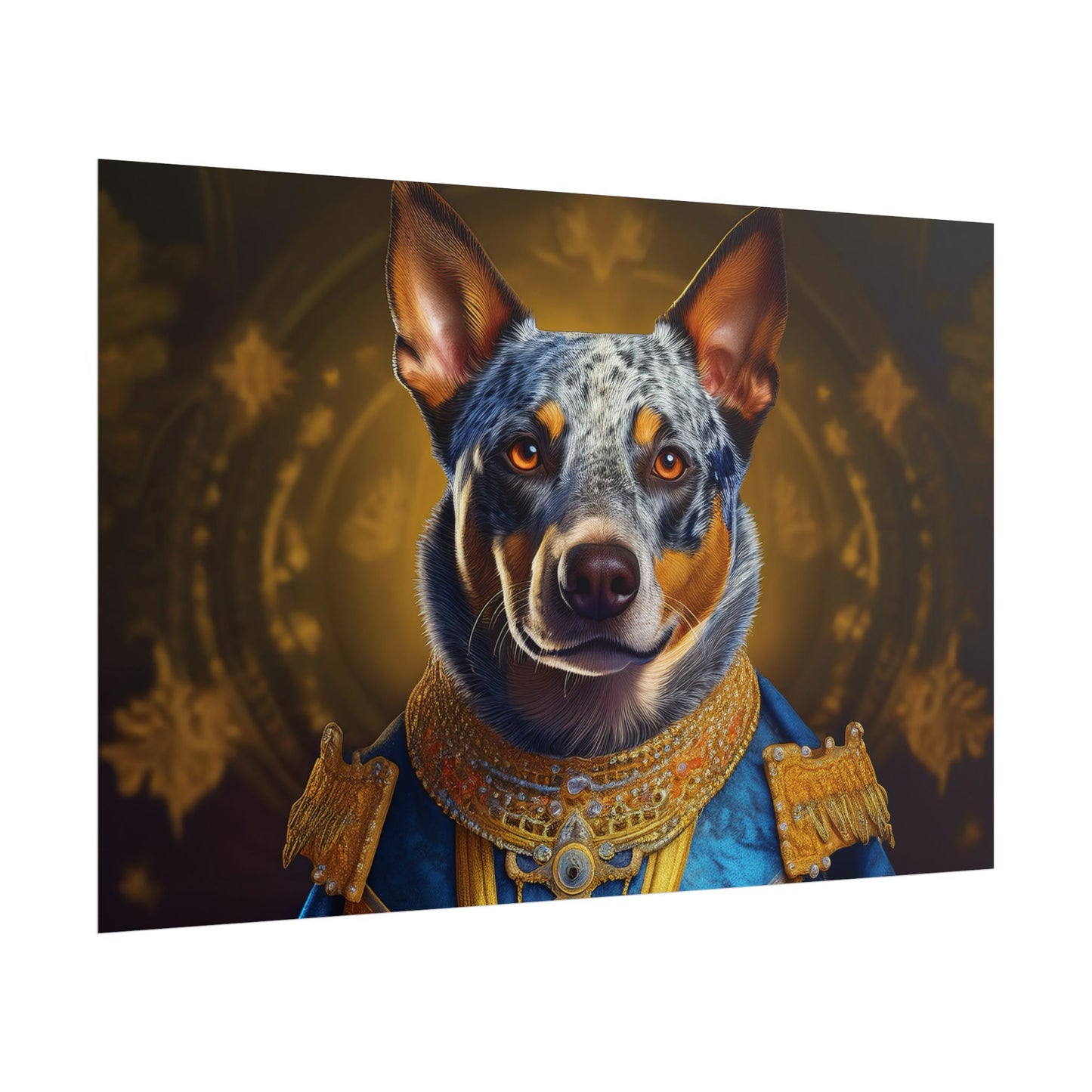 Australian Cattle Dog Renaissance Dog Portrait Wall Art | Art Print | Wall Decor Gift, Animal Lover Home Decor, Dog Wall Art