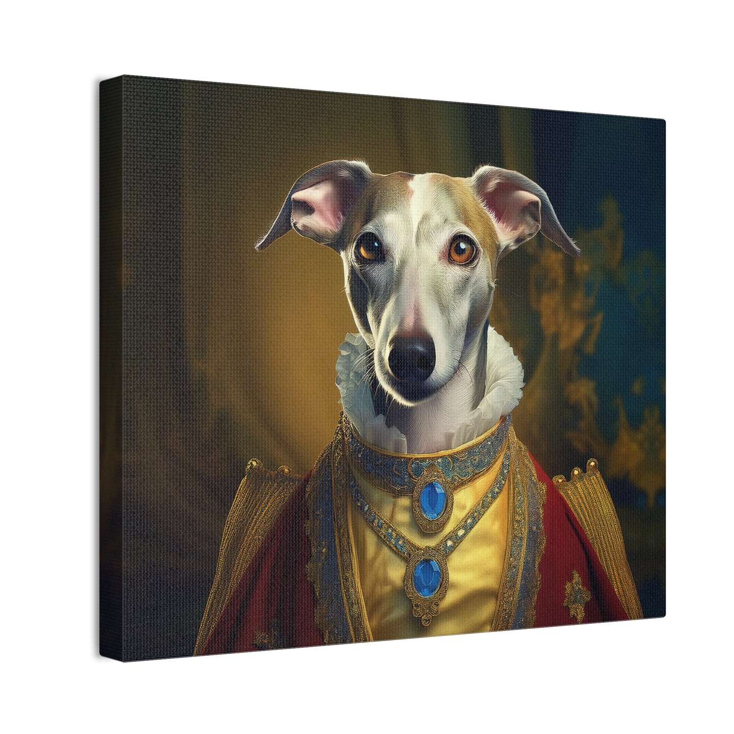 Whippet Pet Portrait Renaissance Print - Canvas, wall art, wall print, dog portrait, dog art