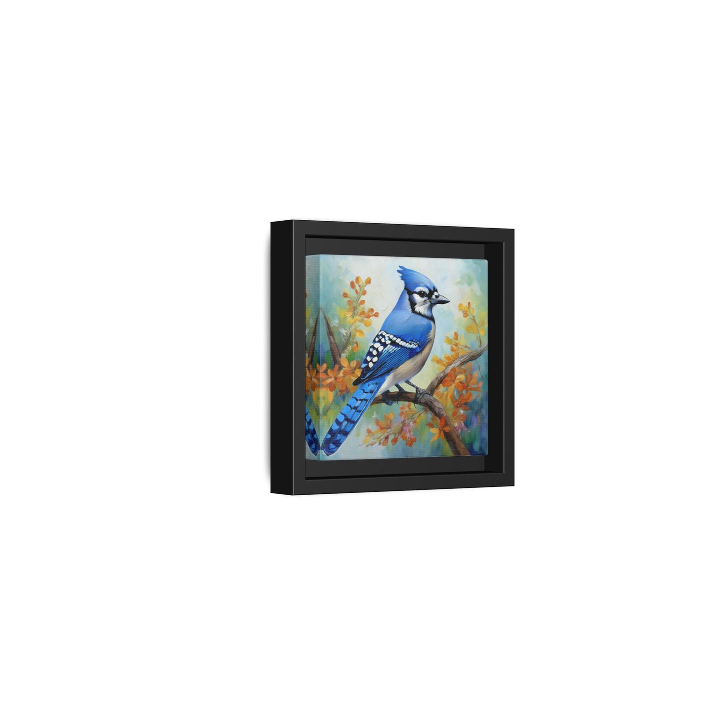 Blue Jay Bird Oil Painting Framed Canvas for Bird Lovers Home Decor, Indoor Wall Art, Wall Print, Bird Art, Living Room Wall Art