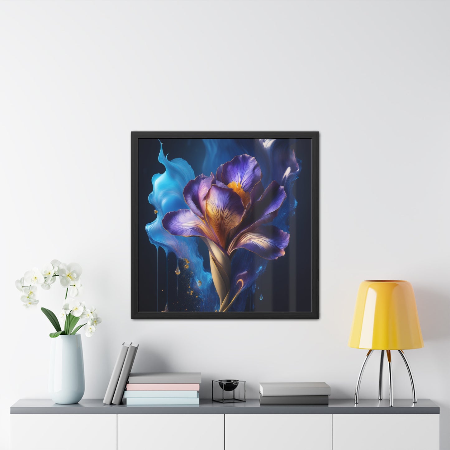 Abstract Floral Iris Square Framed Print | Style 1 | Wall Print | Wall Art